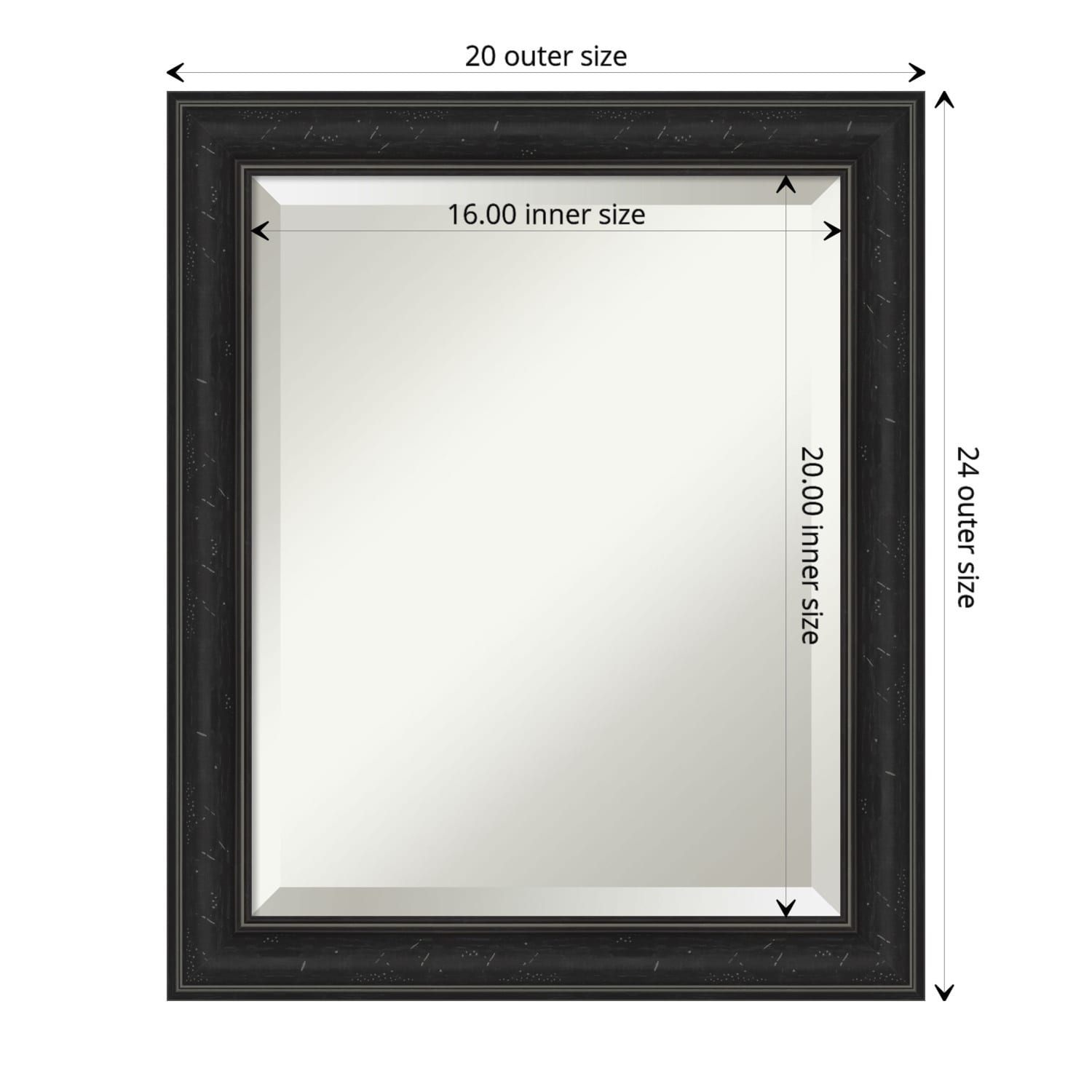 Beveled Bathroom Wall Mirror - Shipwreck Black Narrow Frame