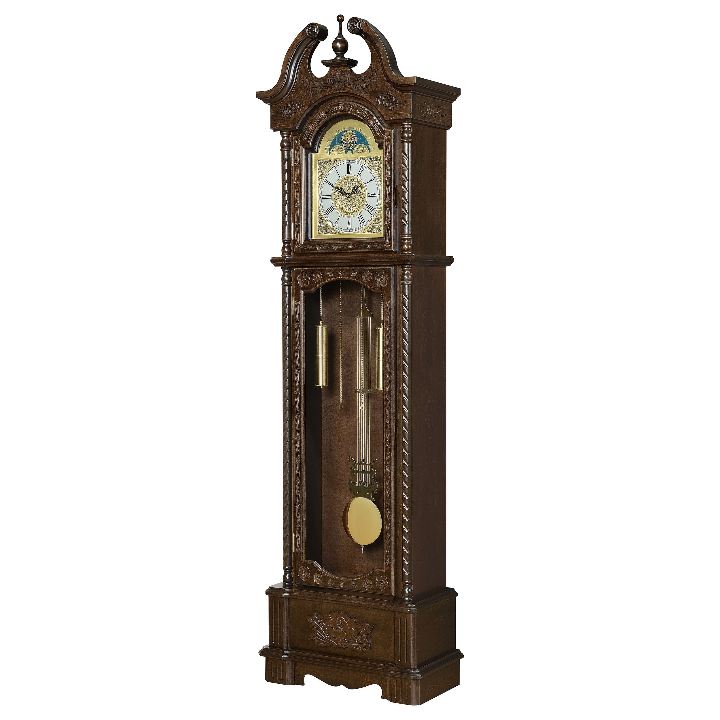 Cedric Golden Brown and Gold Grandfather Clock with Chime