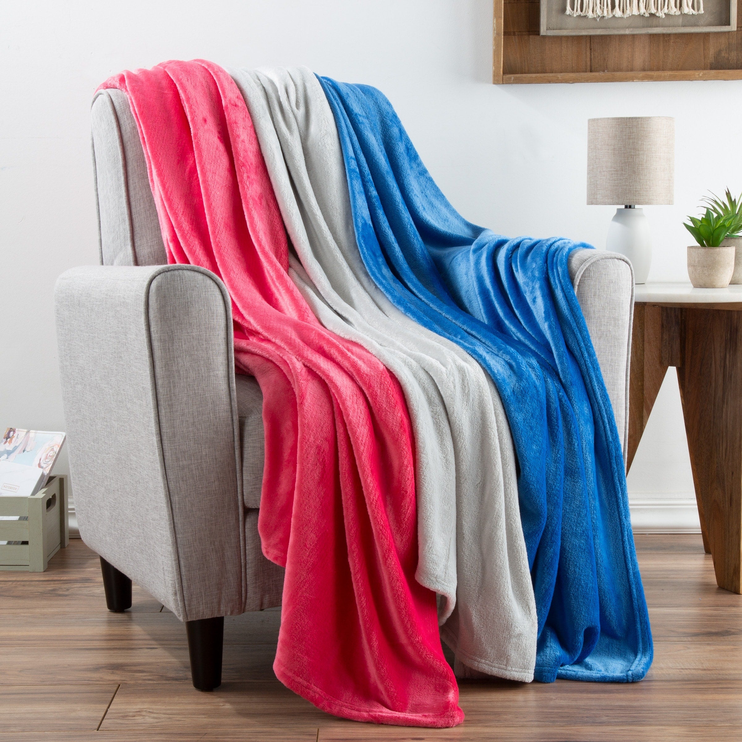 Fleece Throw Blanket -Set of 3- by Windsor Home