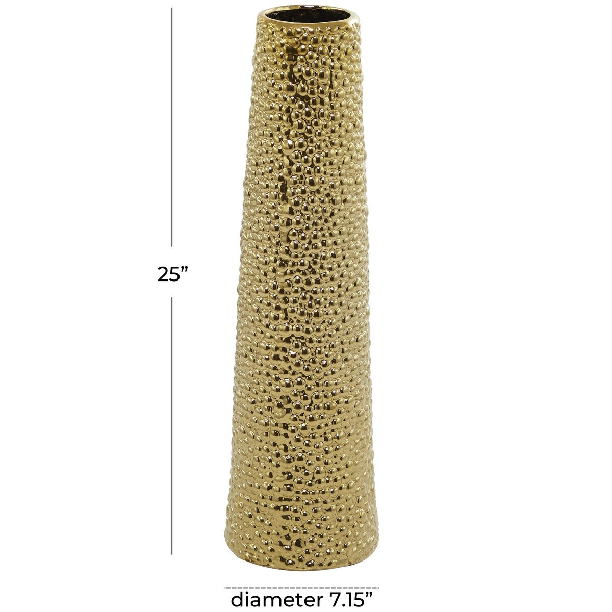 Ceramic Tall Cone Decorative Vase with Bubble Texture - Silver, White, Black, Gold - Roche River Decor