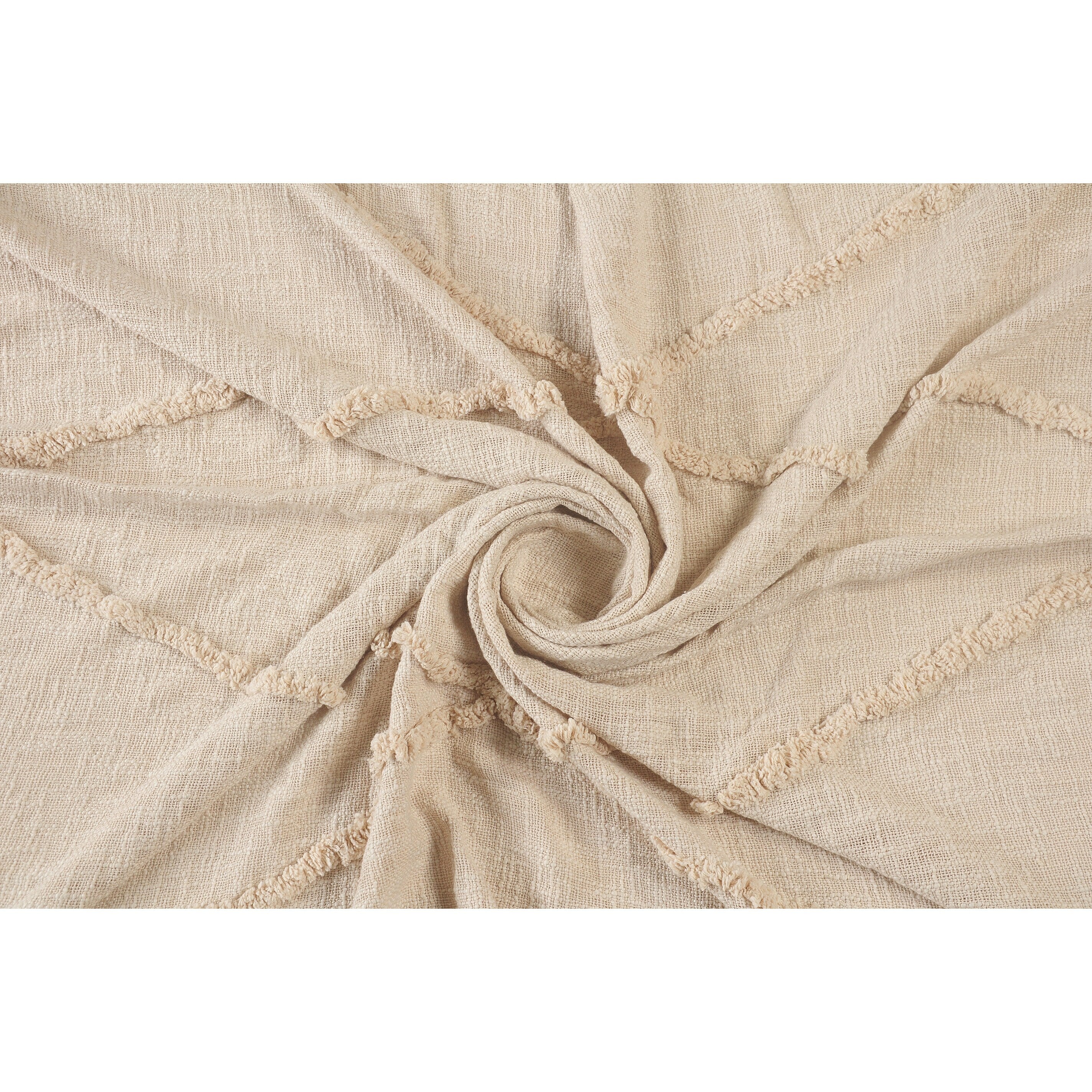 Sevita Handmade Tufted Diamonds Natural Cotton Throw Blanket