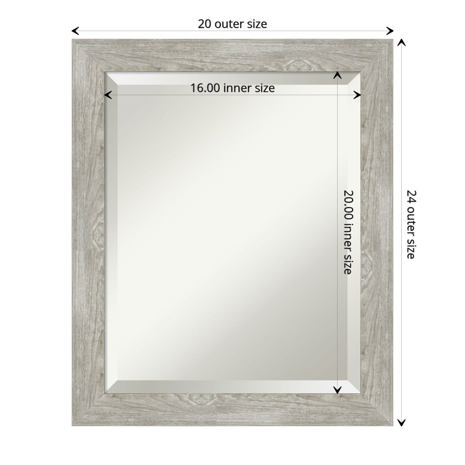 Beveled Bathroom Wall Mirror - Dove Greywash Narrow Frame