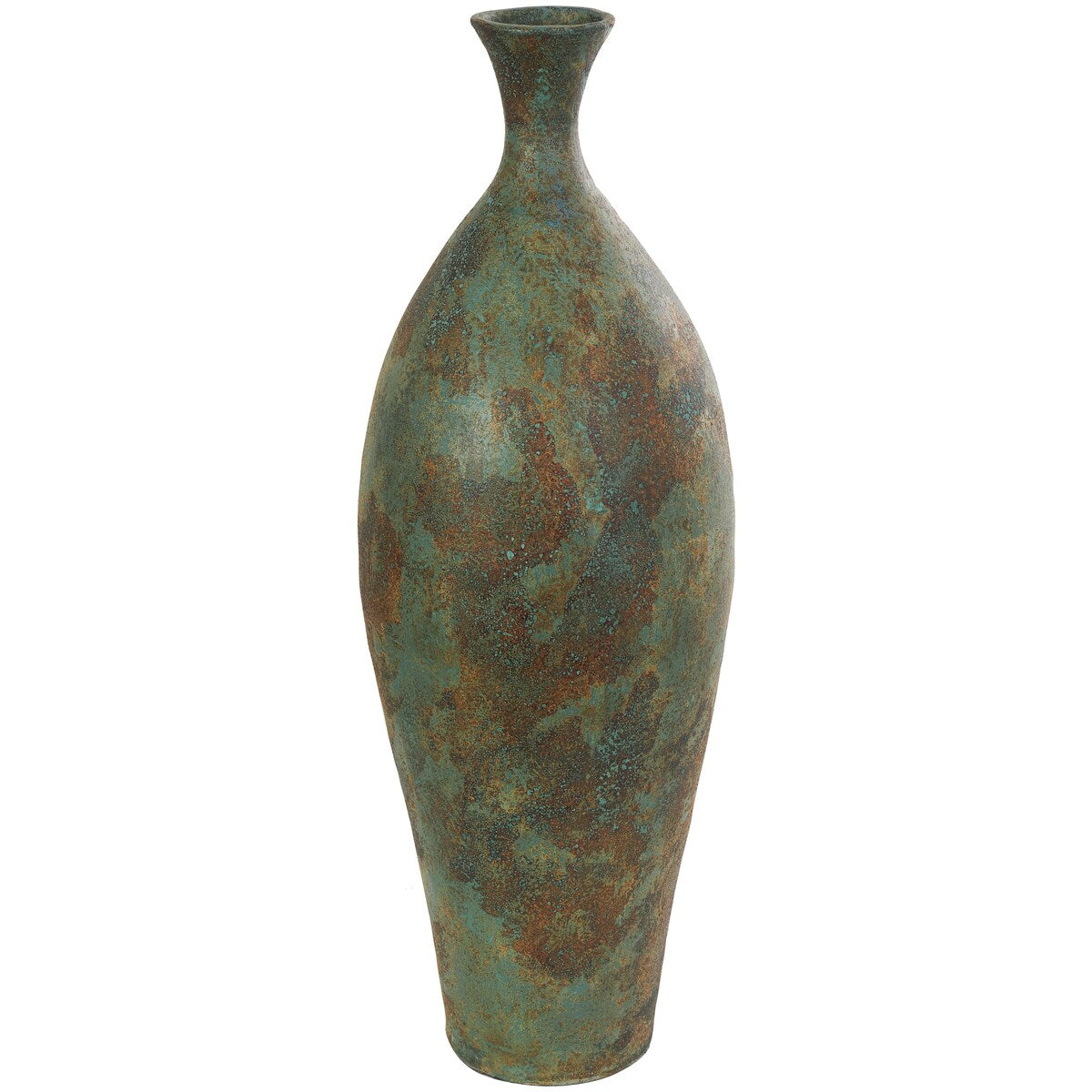 Ceramic Tall Distressed Antique Style Decorative Vase - Green - Roche River Decor