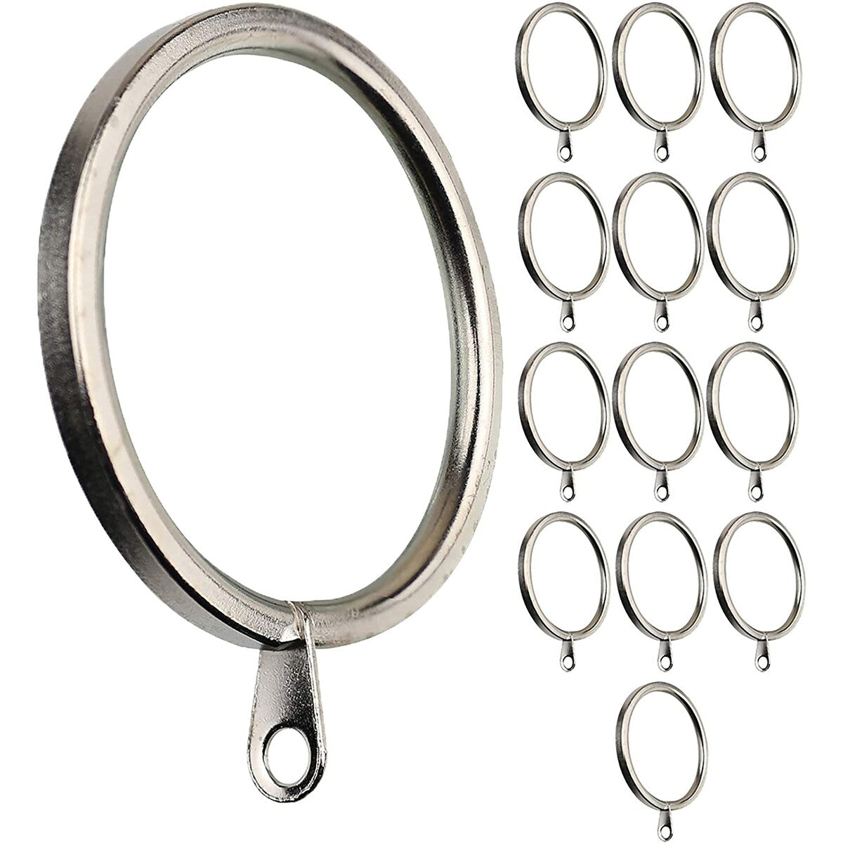 Meriville 1.5-Inch Inner Diameter Metal Flat Curtain Rings with Eyelets