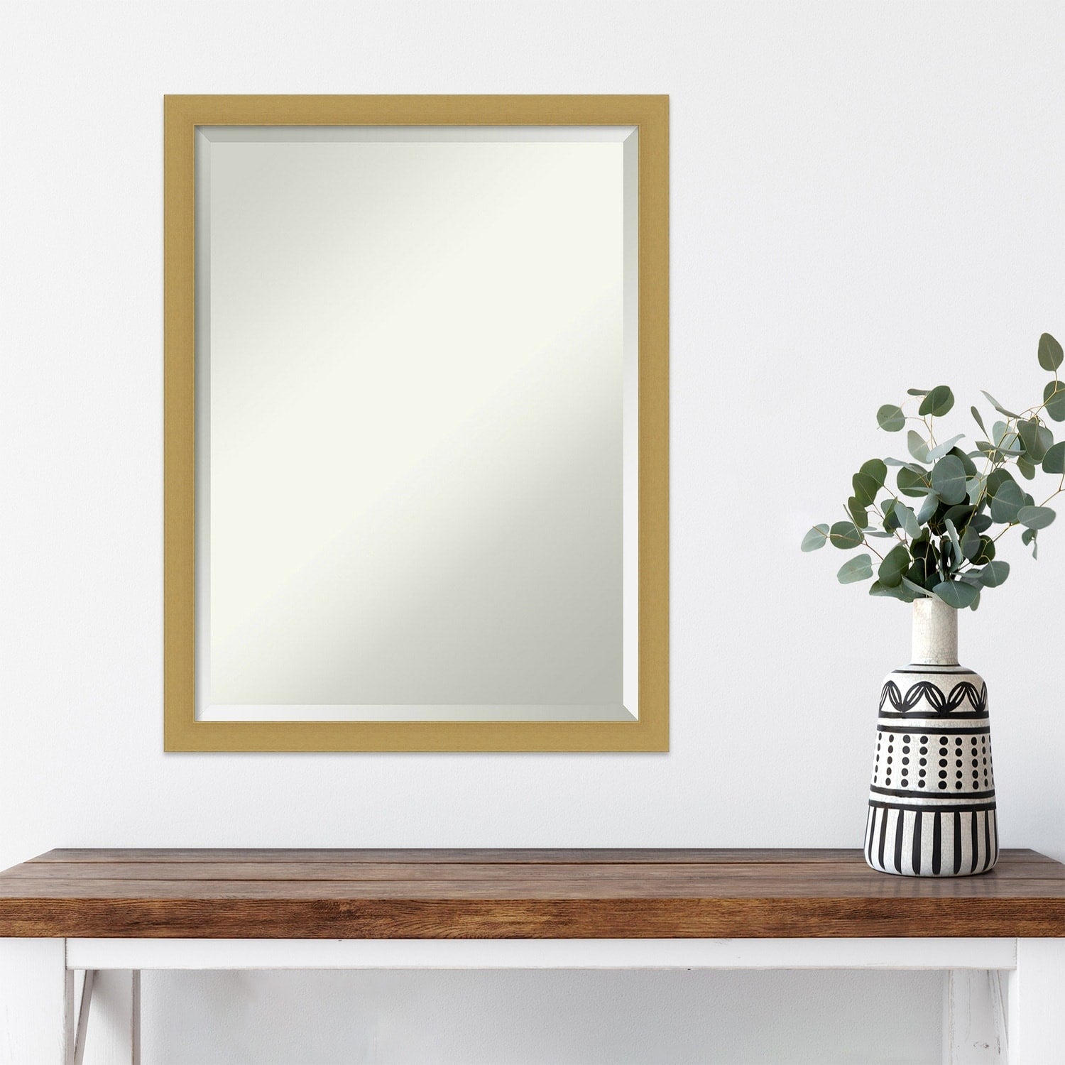 Beveled Wall Mirror - Grace Brushed Gold Narrow Frame