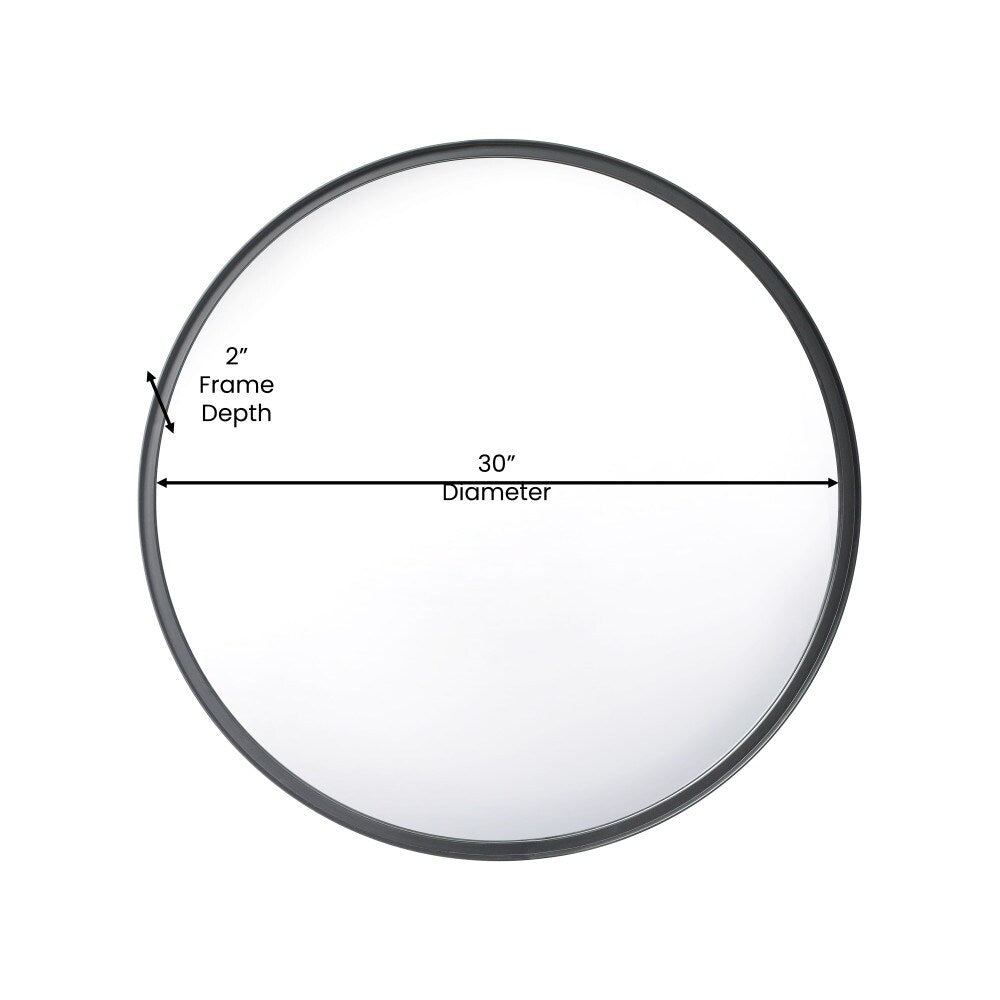 Wall Mount Shatterproof Round Accent Wall Mirror with Metal Frame