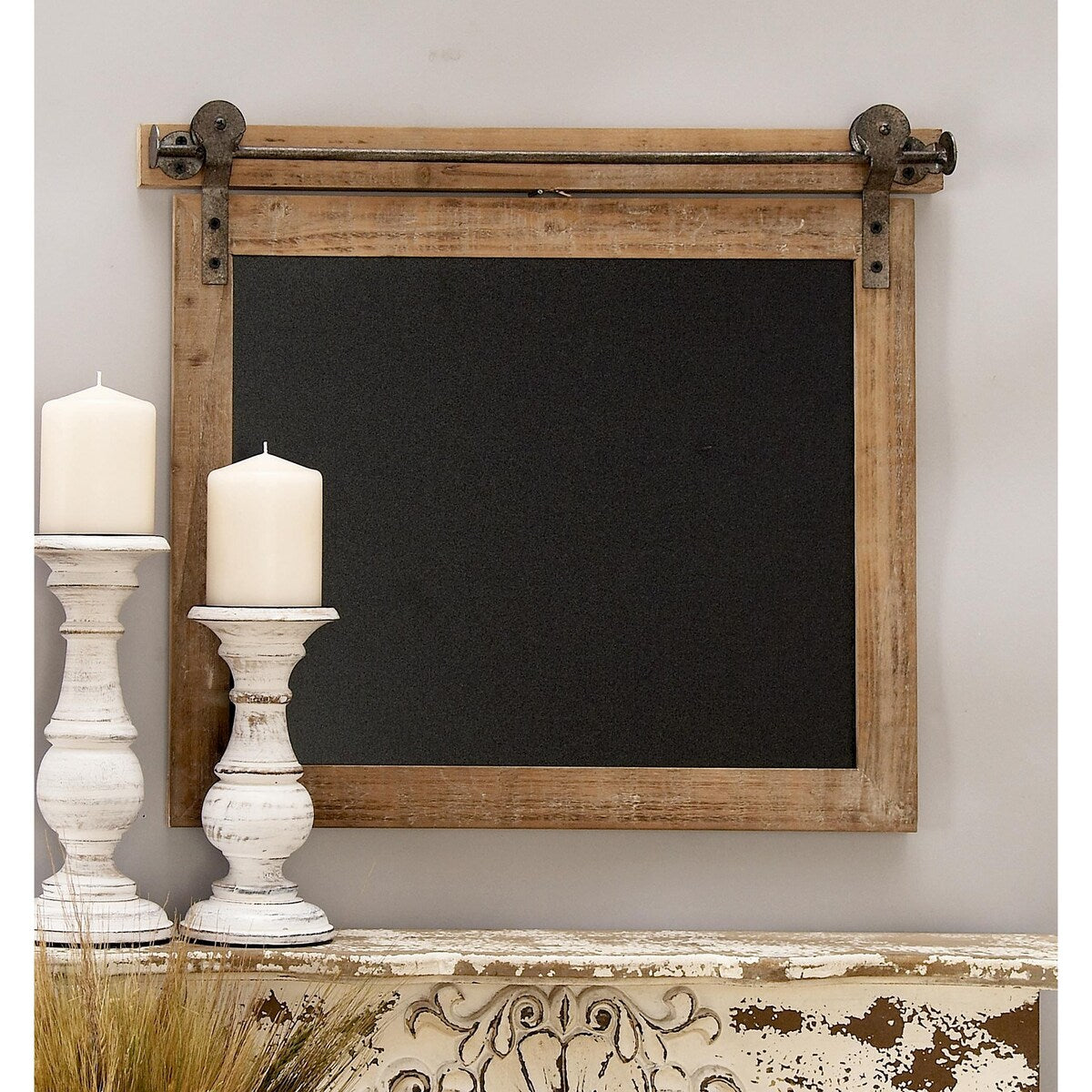 Wood Sign Home Wall Decor with Chalkboard - Brown - Roche River Decor