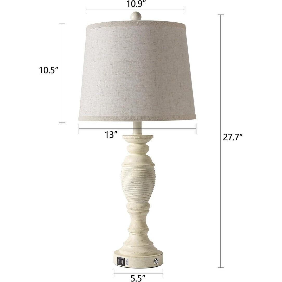 Farmhouse Table Lamps Set of 2, 3 Way Dimmable