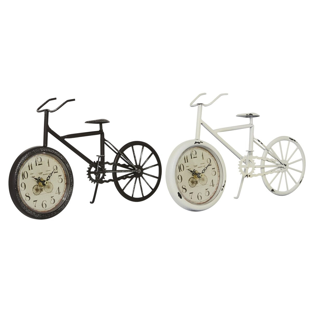 Metal Bike Decorative Clock - Set of 2 Black or Multi Colored - Roche River Decor