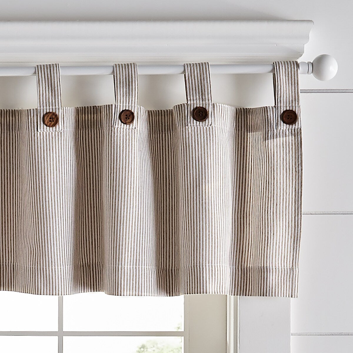 Tucker Ticking Stripe Kitchen Curtain Valance - 60w x 15l - 60w x 15l