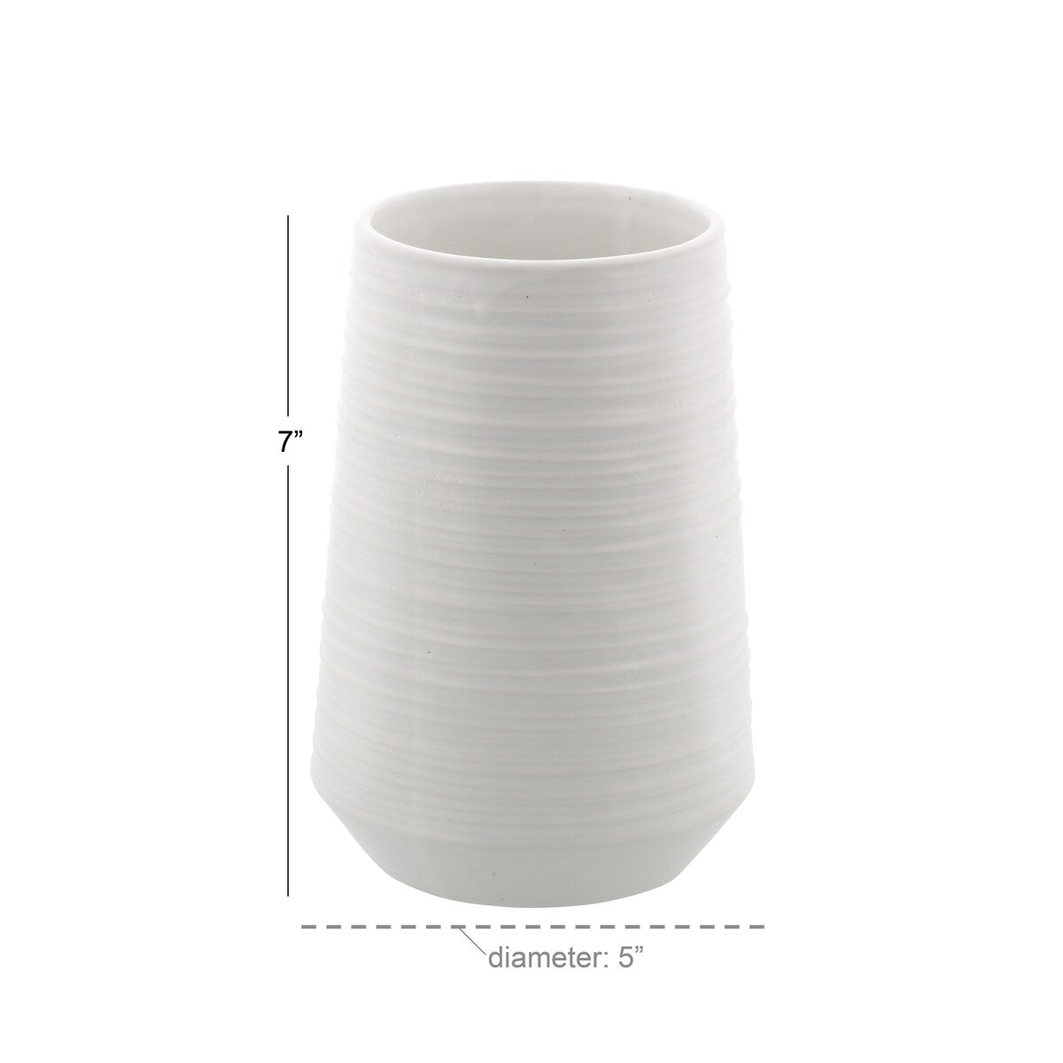 Porcelain Ceramic Ribbed Decorative Vase - White - CosmoLiving by Cosmopolitan