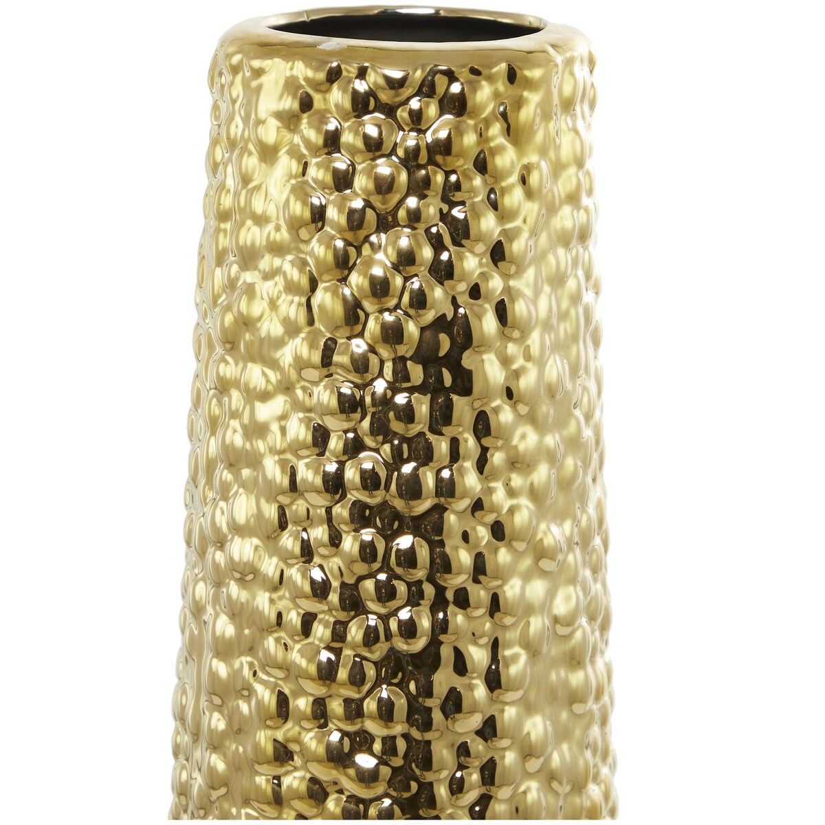 Ceramic Tall Cone Decorative Vase with Bubble Texture - Silver, White, Black, Gold - Roche River Decor