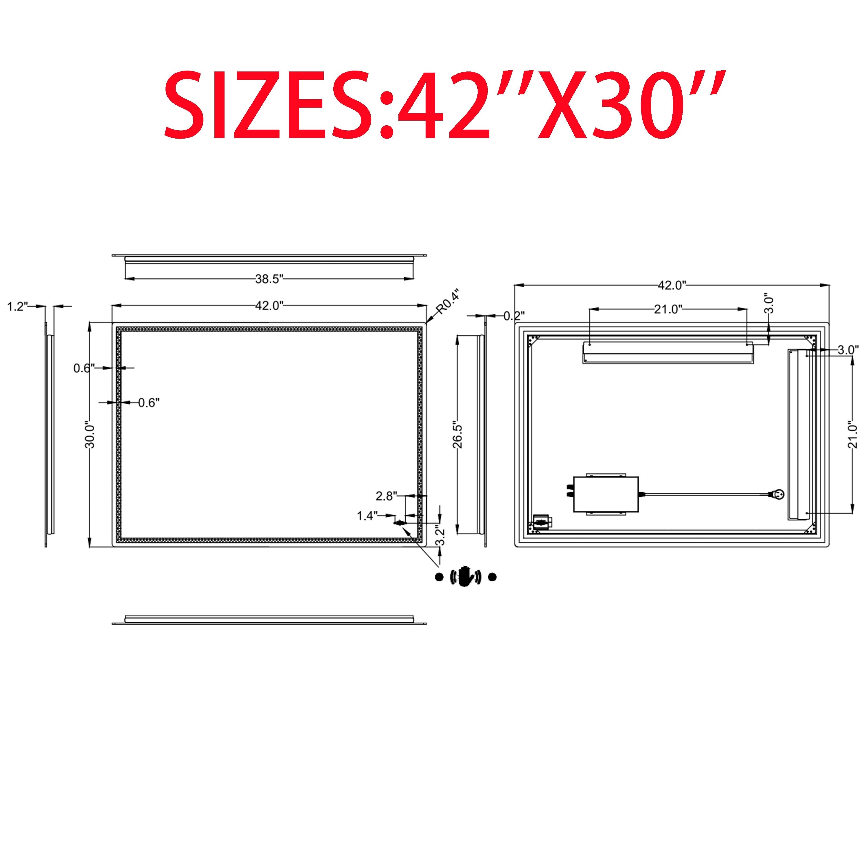 CB HOME Lighted Bathroom Vanity Mirror, LED Wall Mounted Mirror, Gesture Control Smart Lighted Mirror, Dimmable, Frameless