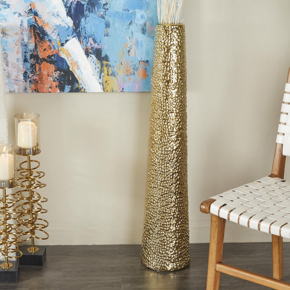 Ceramic Tall Cone Decorative Vase with Bubble Texture - Silver, White, Black, Gold - Roche River Decor