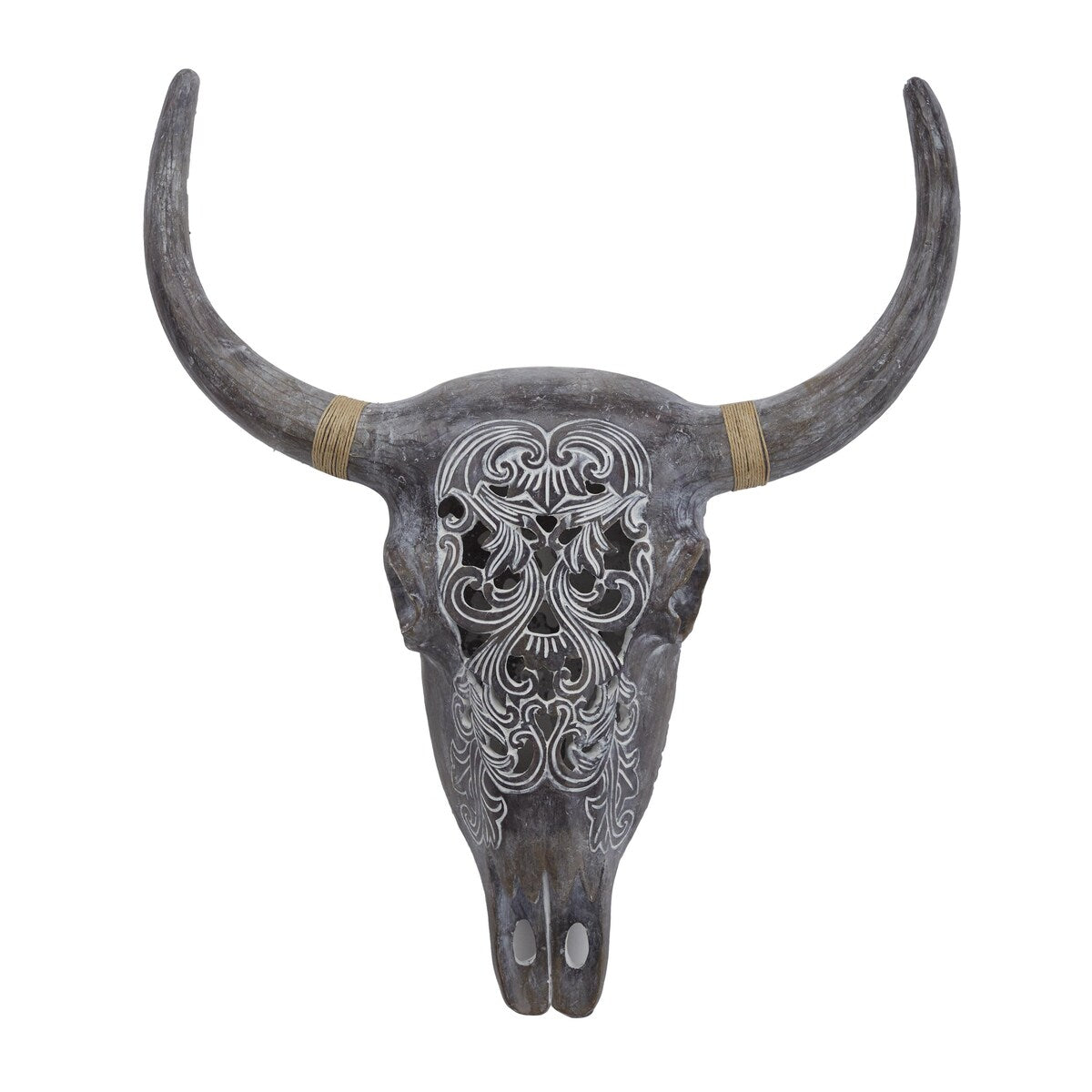 Polystone Bull Skull Home Wall Decor - Gray or Brown - Roche River Decor