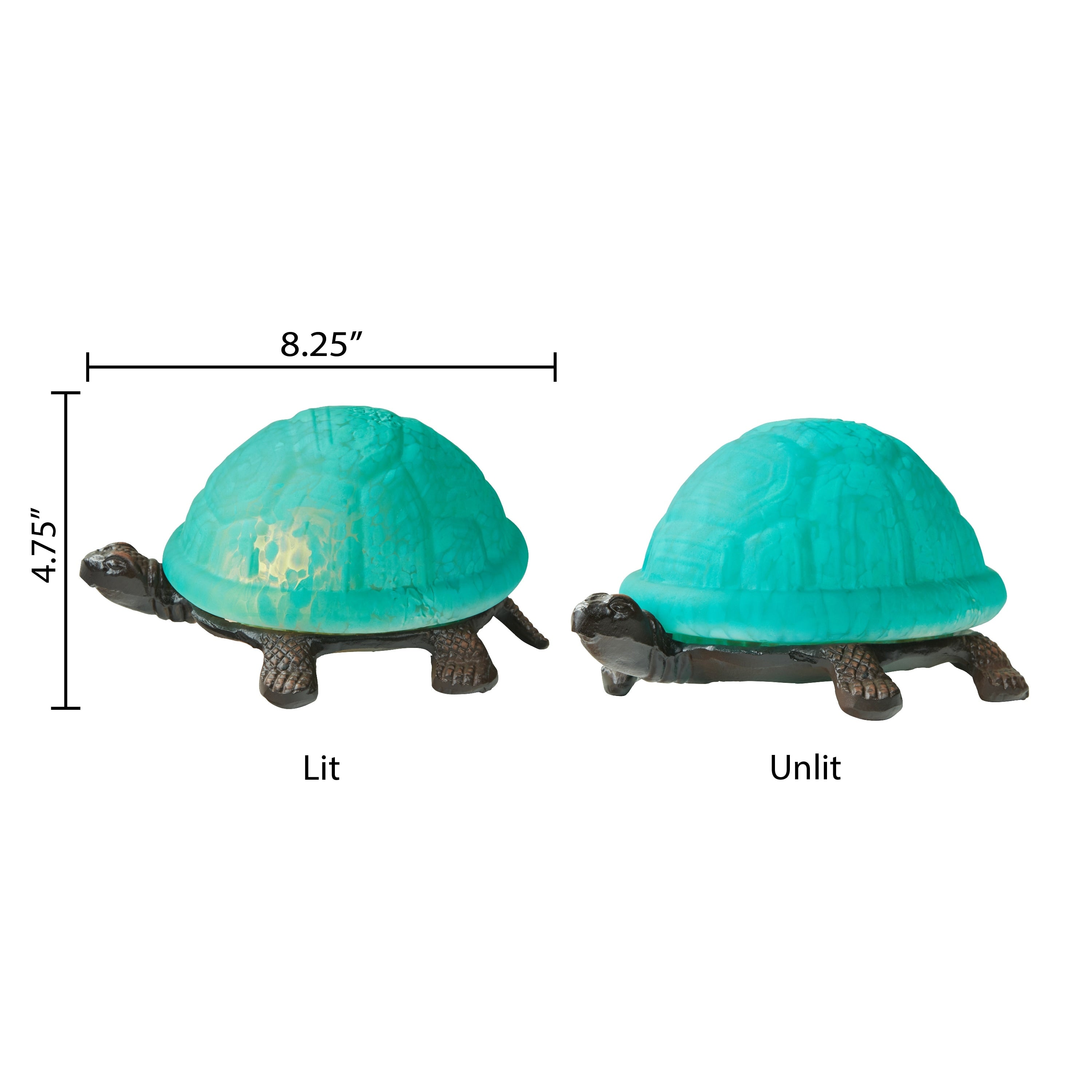 Turtle River of Goods Aqua Glass and Metal 4.75-Inch Accent Lamp - 8.25 x 5.9 x 4.75