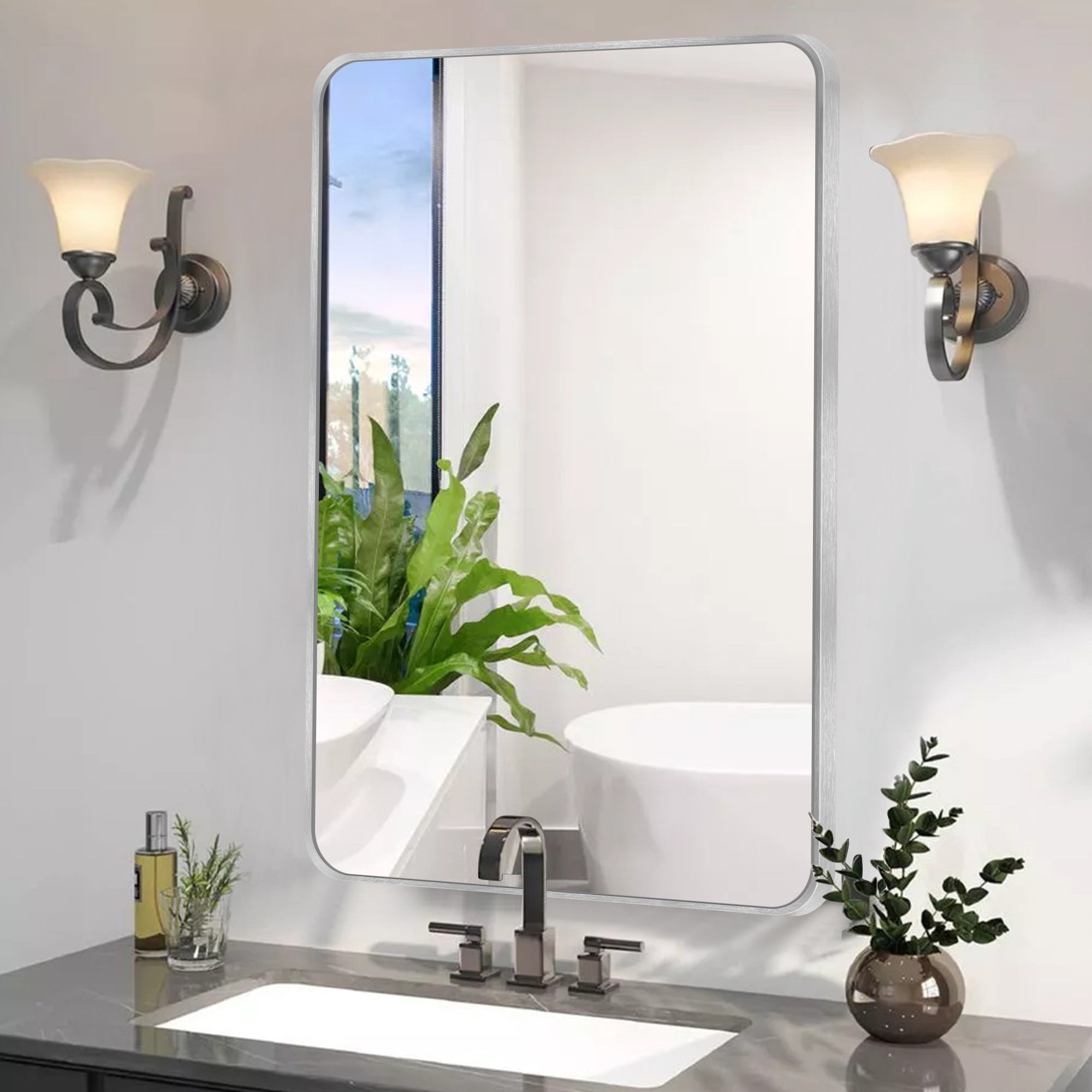 Wall Mount Bathroom Rectangle Vanity Mirror (Horizontal/Vertical)