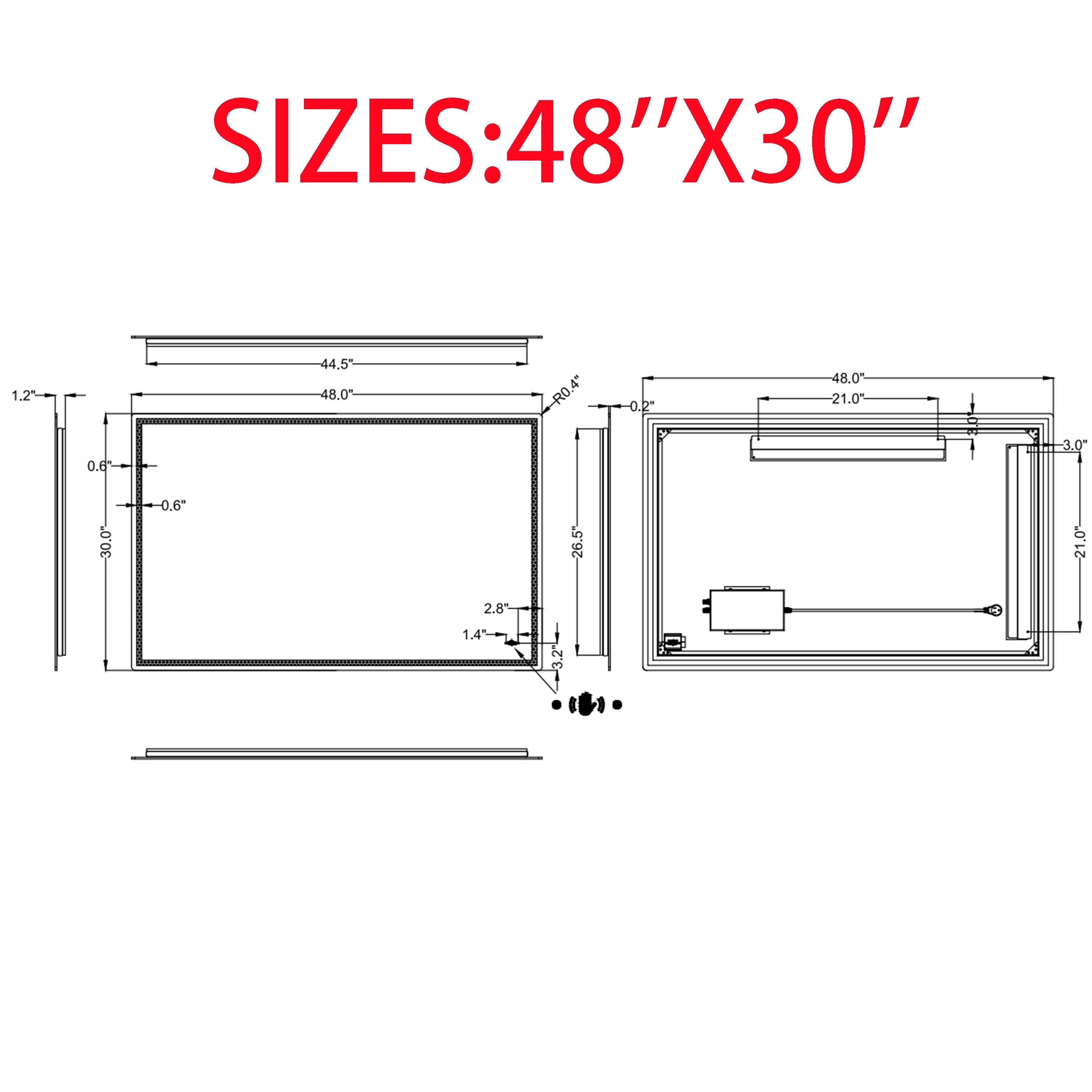 CB HOME Lighted Bathroom Vanity Mirror, LED Wall Mounted Mirror, Gesture Control Smart Lighted Mirror, Dimmable, Frameless