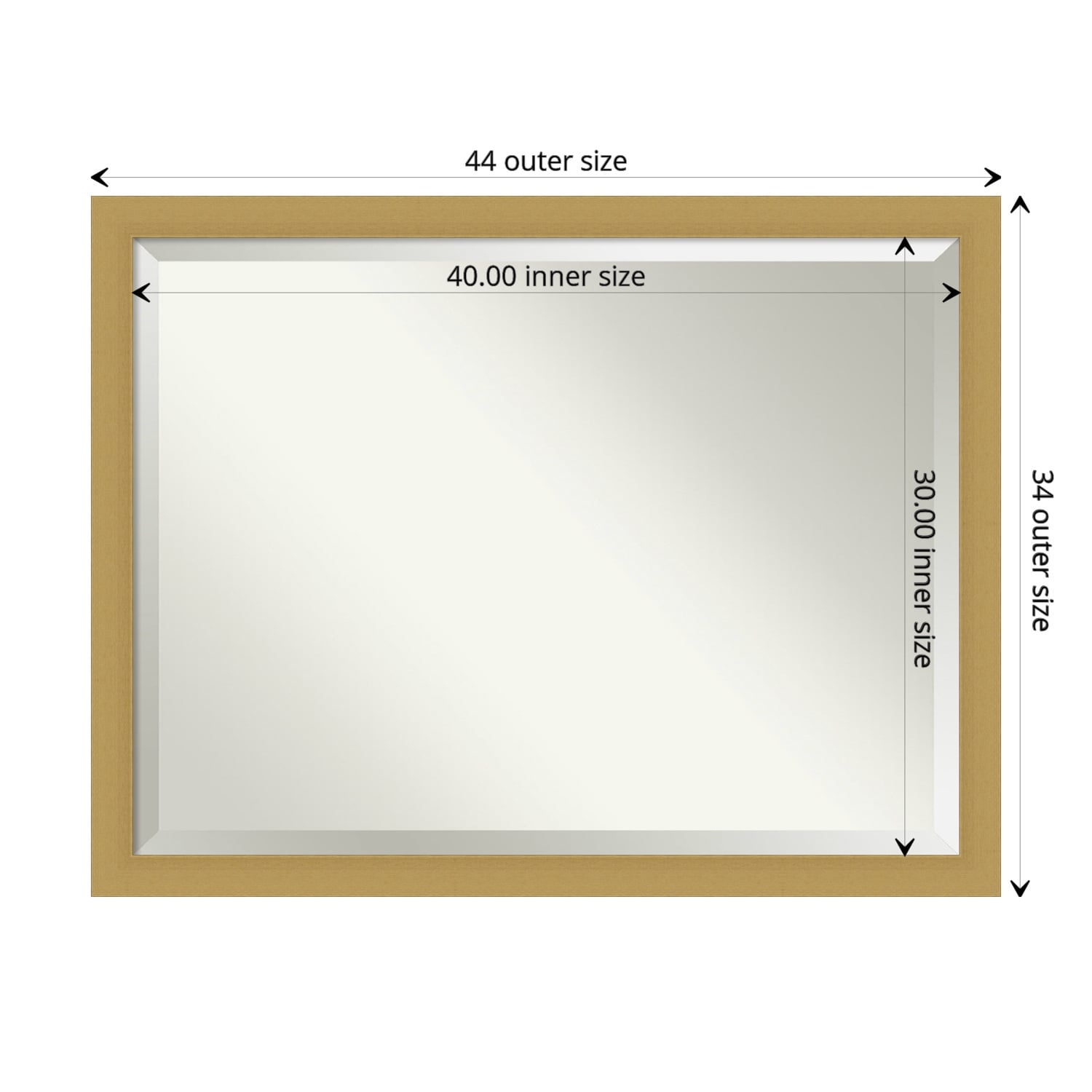 Beveled Bathroom Wall Mirror - Grace Brushed Narrow Frame