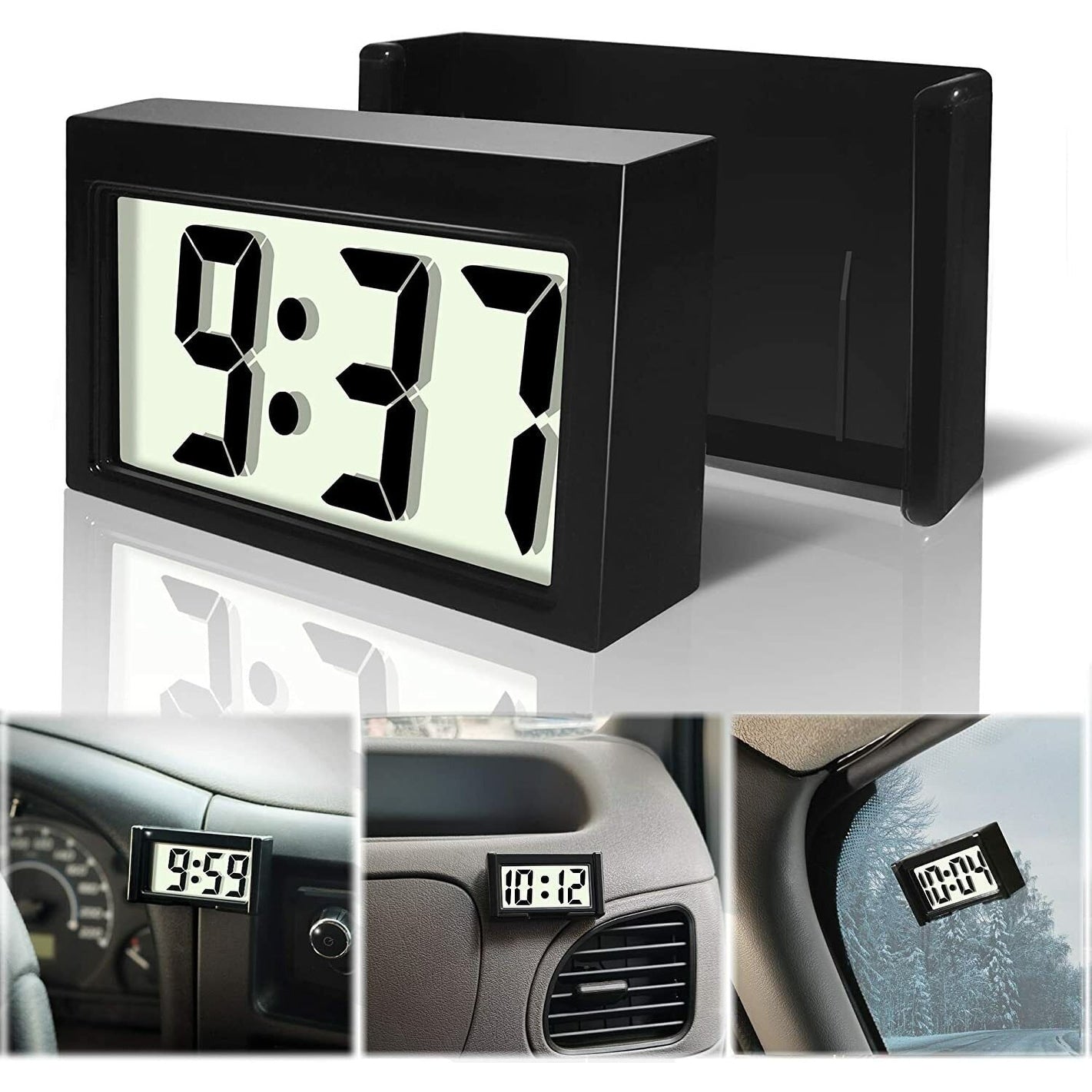 Vehicle Adhesive Digital Clock with Jumbo LCD - Dashboard