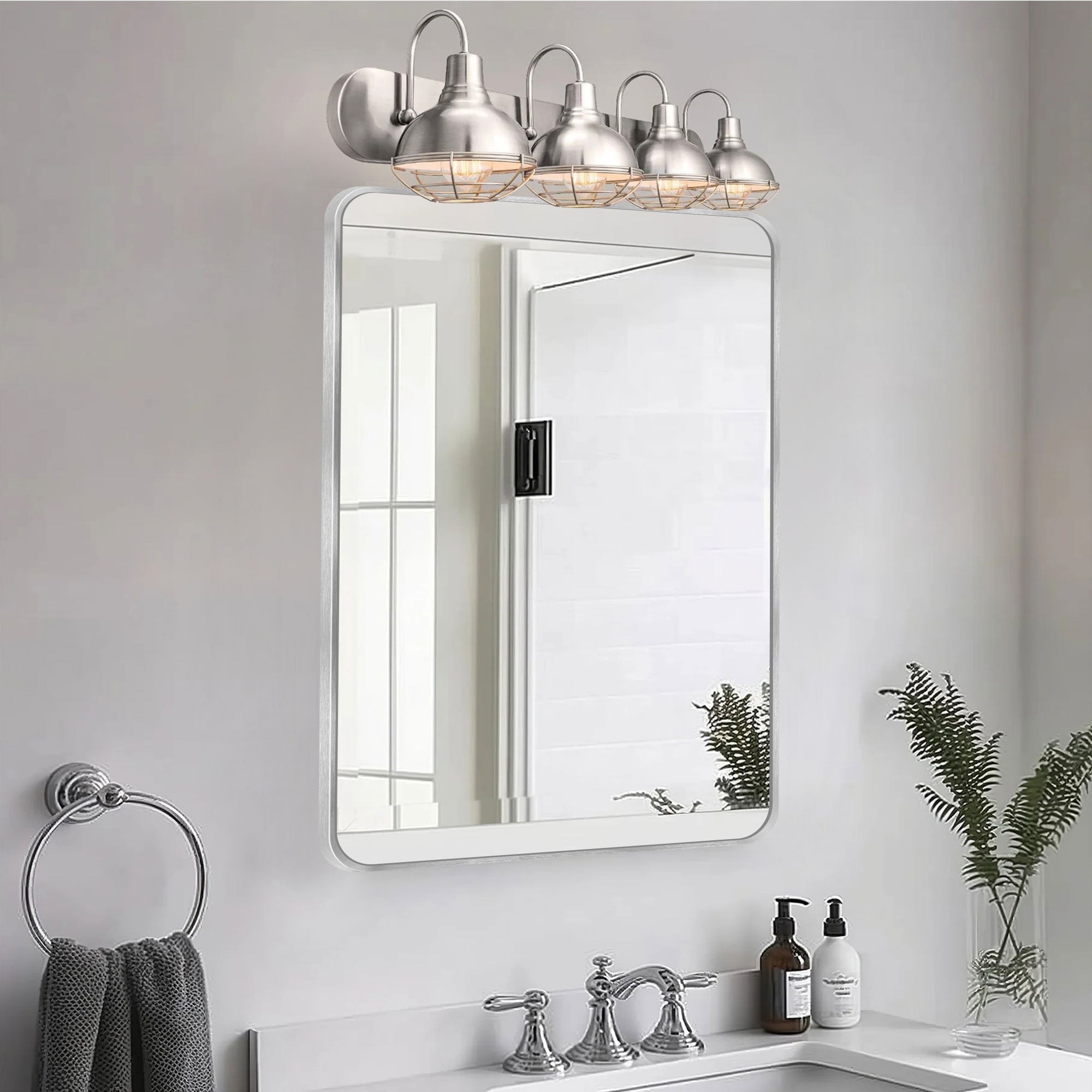 Wall Mount Bathroom Rectangle Vanity Mirror (Horizontal/Vertical)