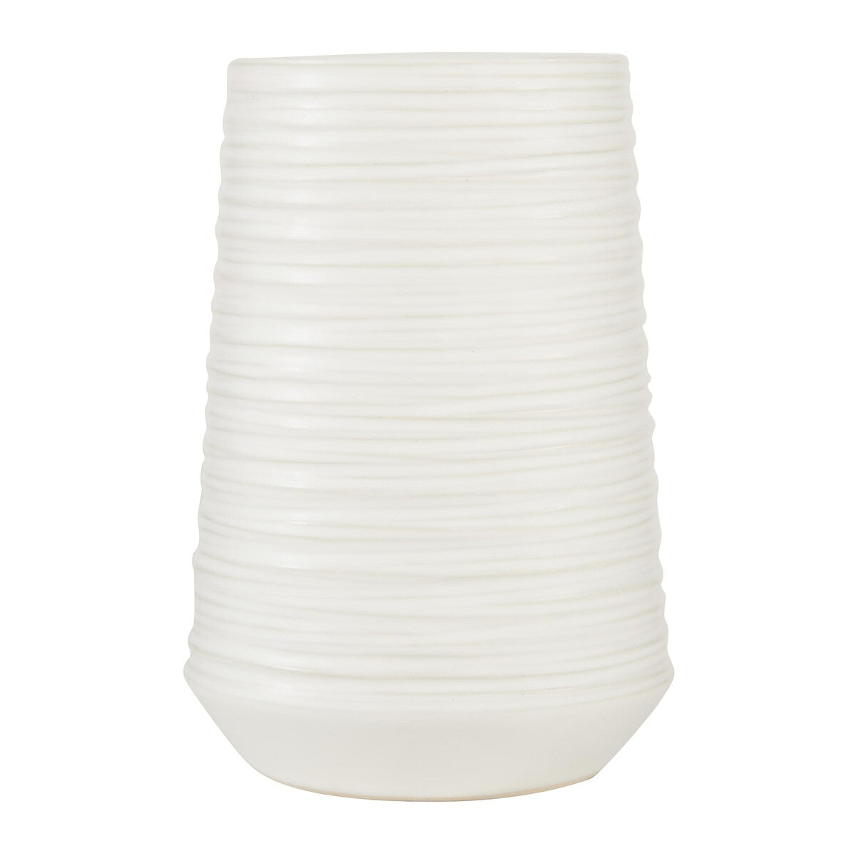 Porcelain Ceramic Ribbed Decorative Vase - White - CosmoLiving by Cosmopolitan