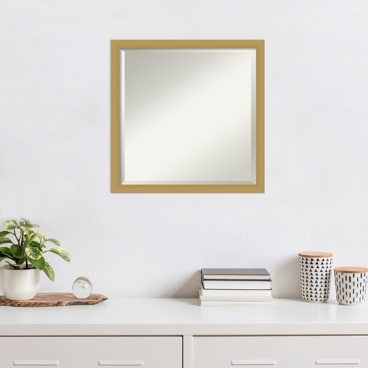 Beveled Wall Mirror - Grace Brushed Gold Narrow Frame