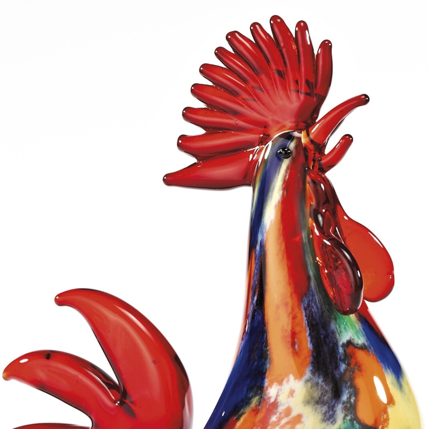 HomeRoots 11 Red Murano Glass Rooster Figurine Tabletop Sculpture