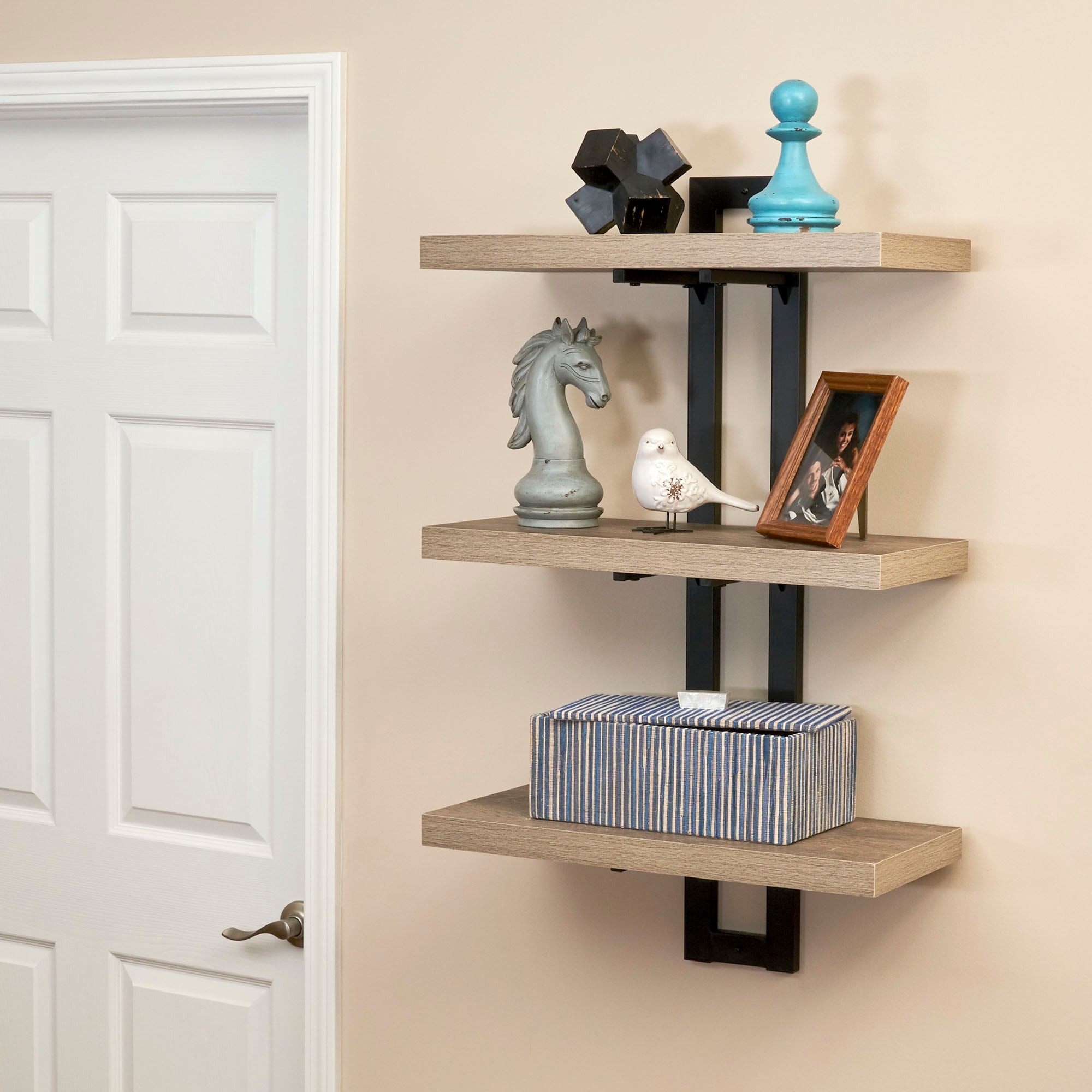 Household Essentials 3 Tier Wall Shelf with Single-Hole Mount