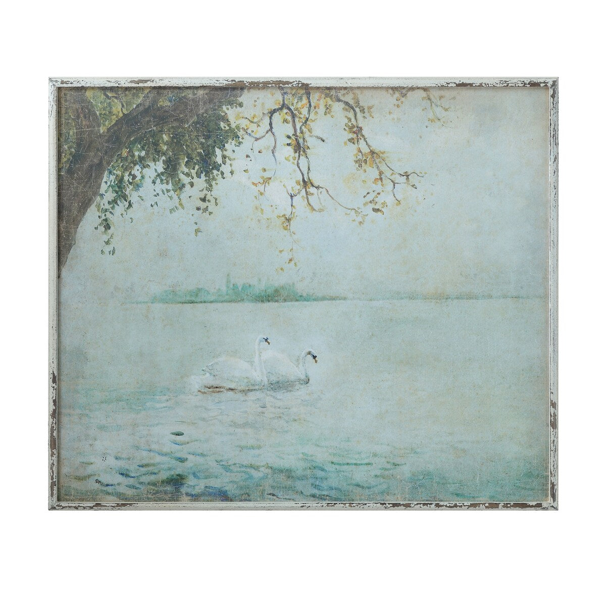 Vintage Swans Wood Framed Wall Decor