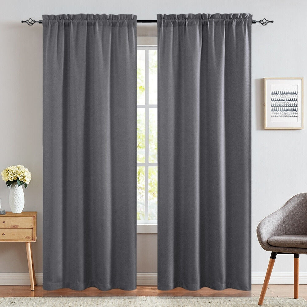 2 Pcs 2.5 Inch Rod Pocket Insulated Blackout Curtains 40x84