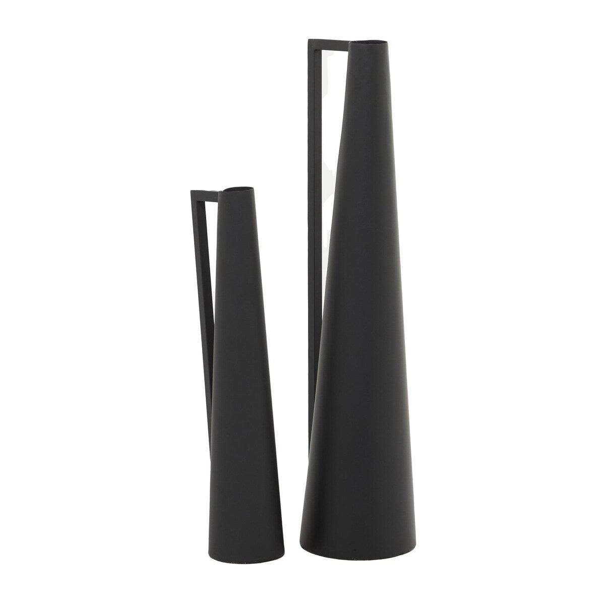 Metal Slim Cone Decorative Vase with Handles - Set of 2 Black, White, Gold, Silver, Dark Gray - CosmoLiving by Cosmopolitan