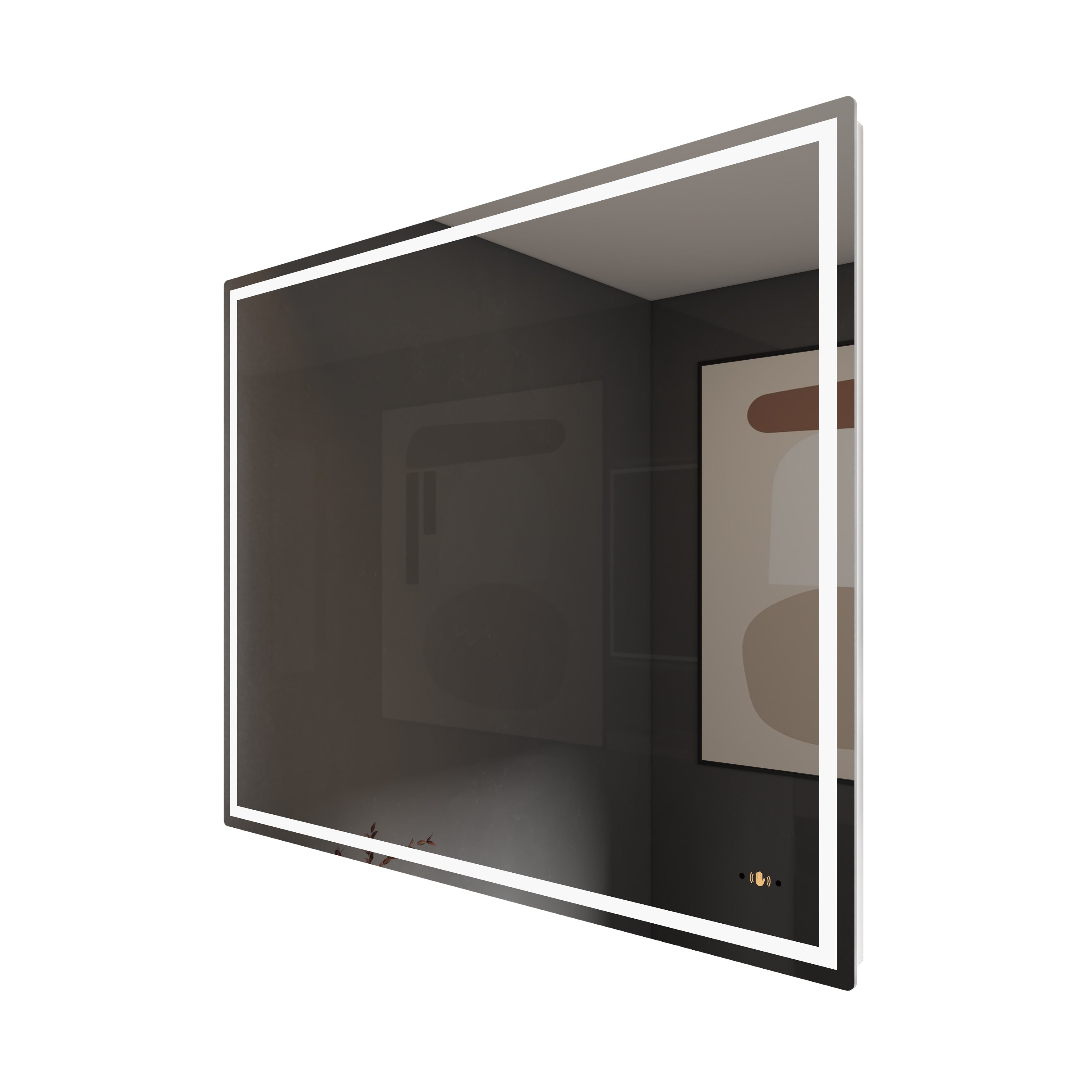 CB HOME Lighted Bathroom Vanity Mirror, LED Wall Mounted Mirror, Gesture Control Smart Lighted Mirror, Dimmable, Frameless