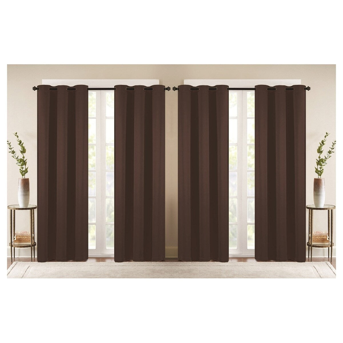 J&V Textiles 4 Panels Room Darkening Thermal Insulated Blackout Grommet Window Curtain Panels for Living Room - 38X84