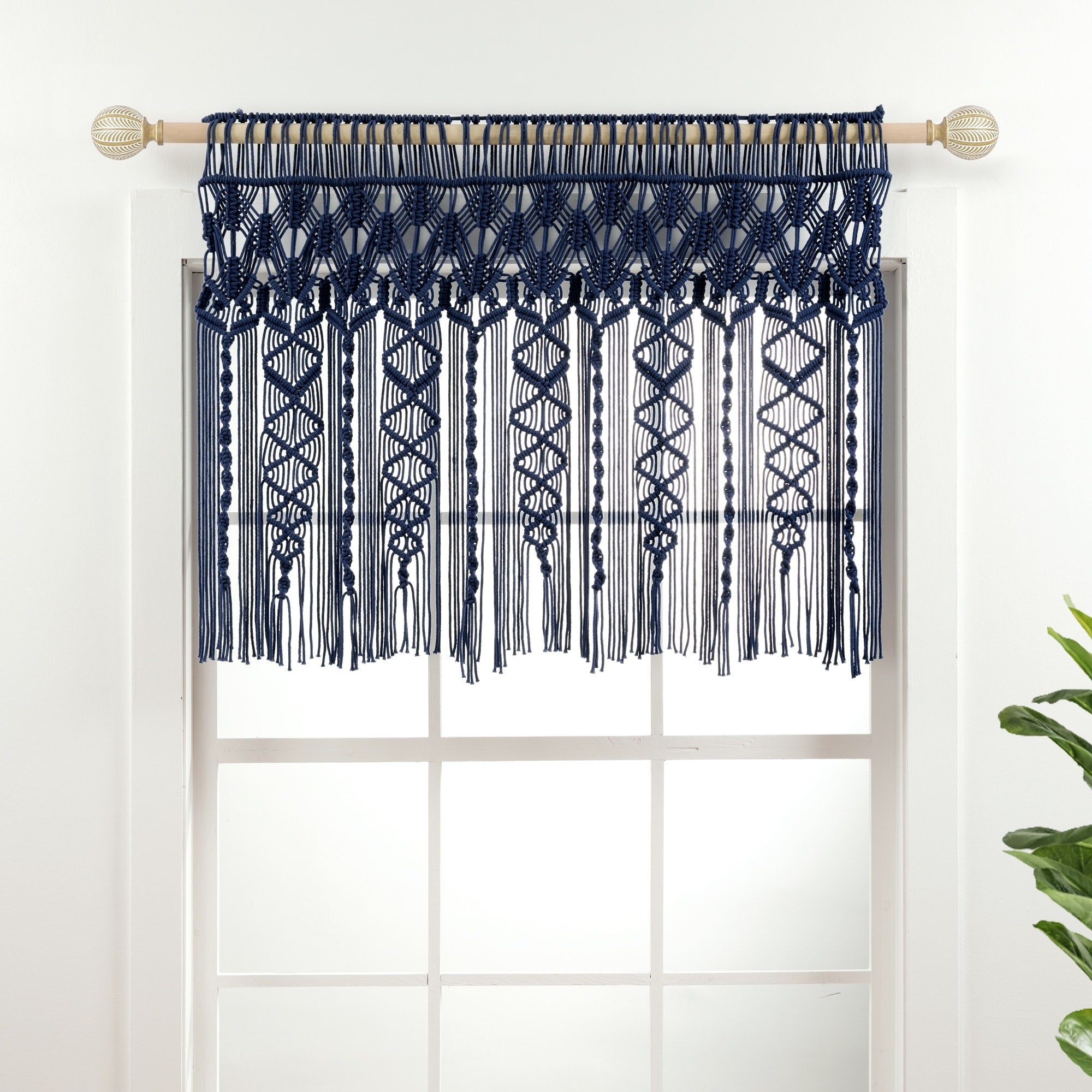 Lush Decor Boho Macrame Textured Cotton Valance/Kitchen Curtain/Wall Decor