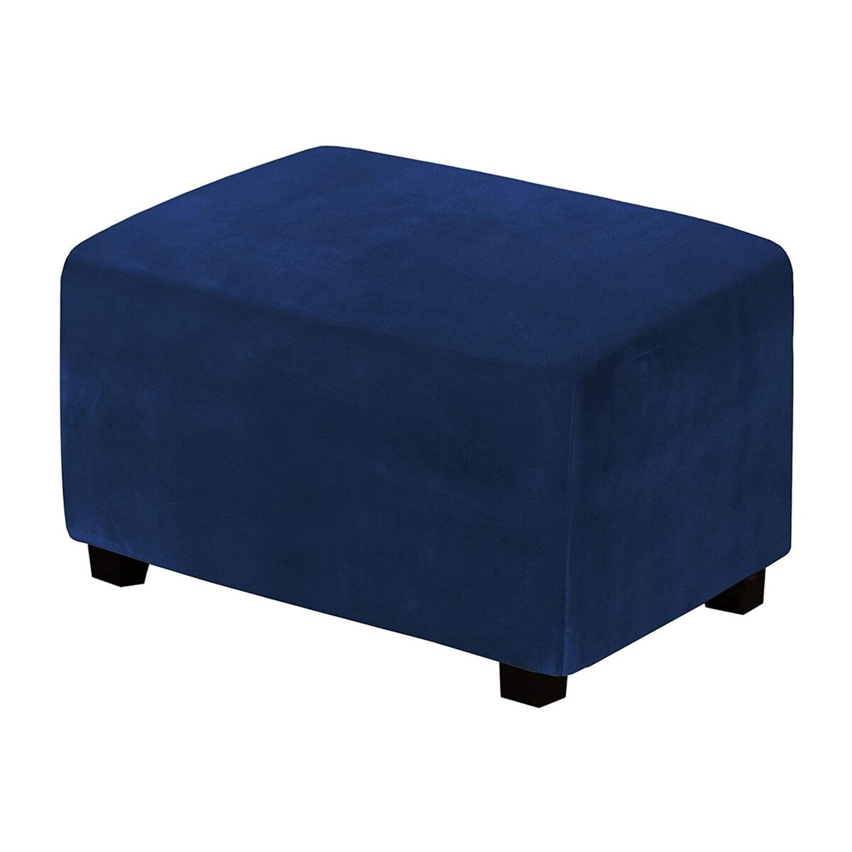 Enova Home One Piece Extra Large Removable Stretch Velvet Fabric Ottoman Slipcover with Elastic Bottom