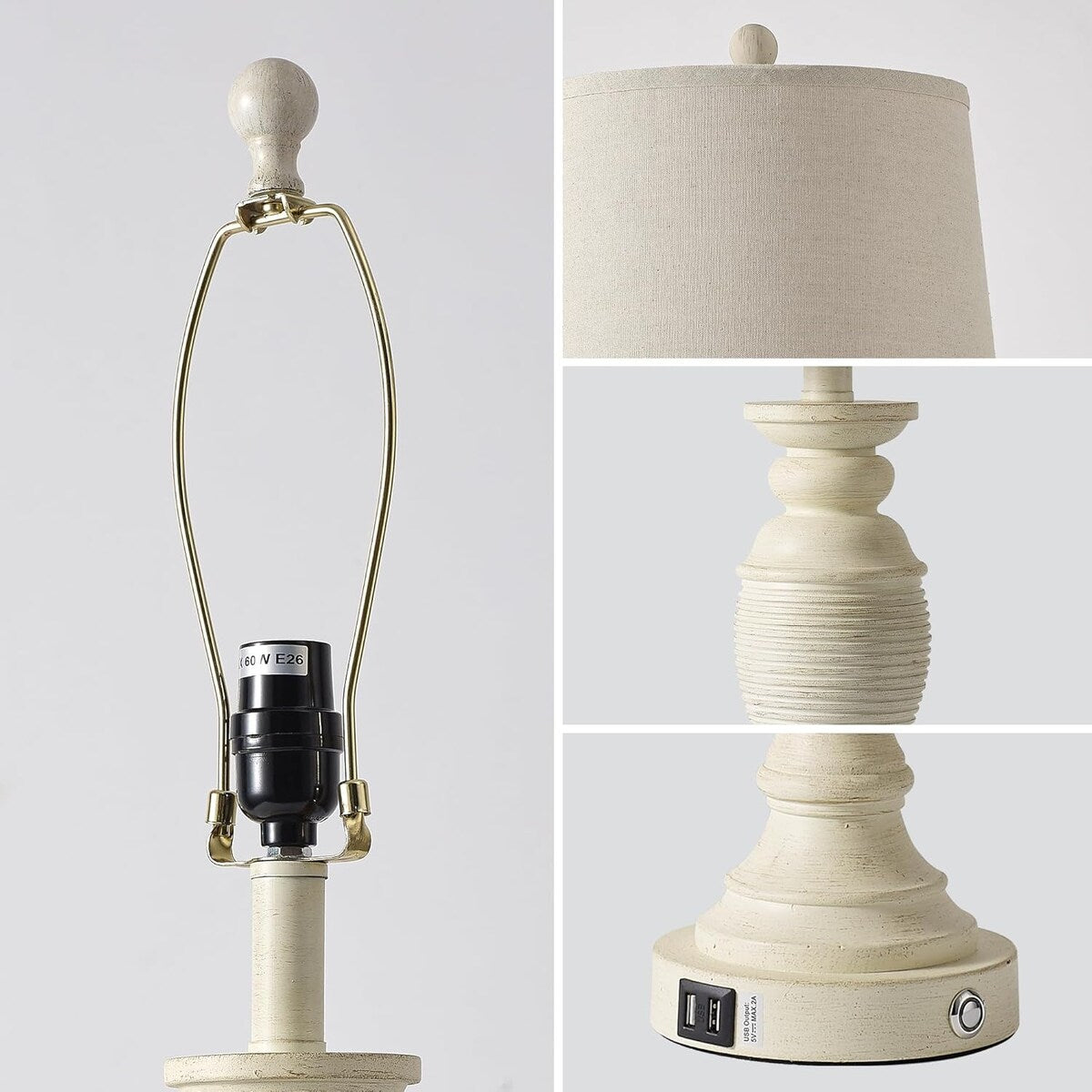 Farmhouse Table Lamps Set of 2, 3 Way Dimmable