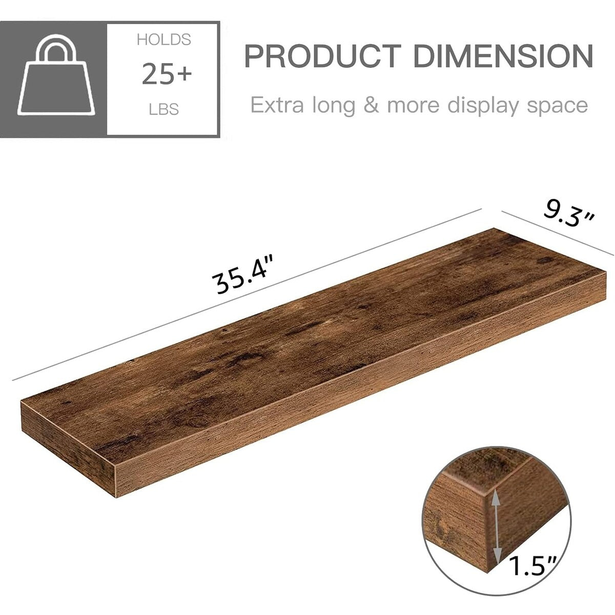 Bathroom Shelves 36 inches Long Wall Shelf 36 x 9 inch Set of 2