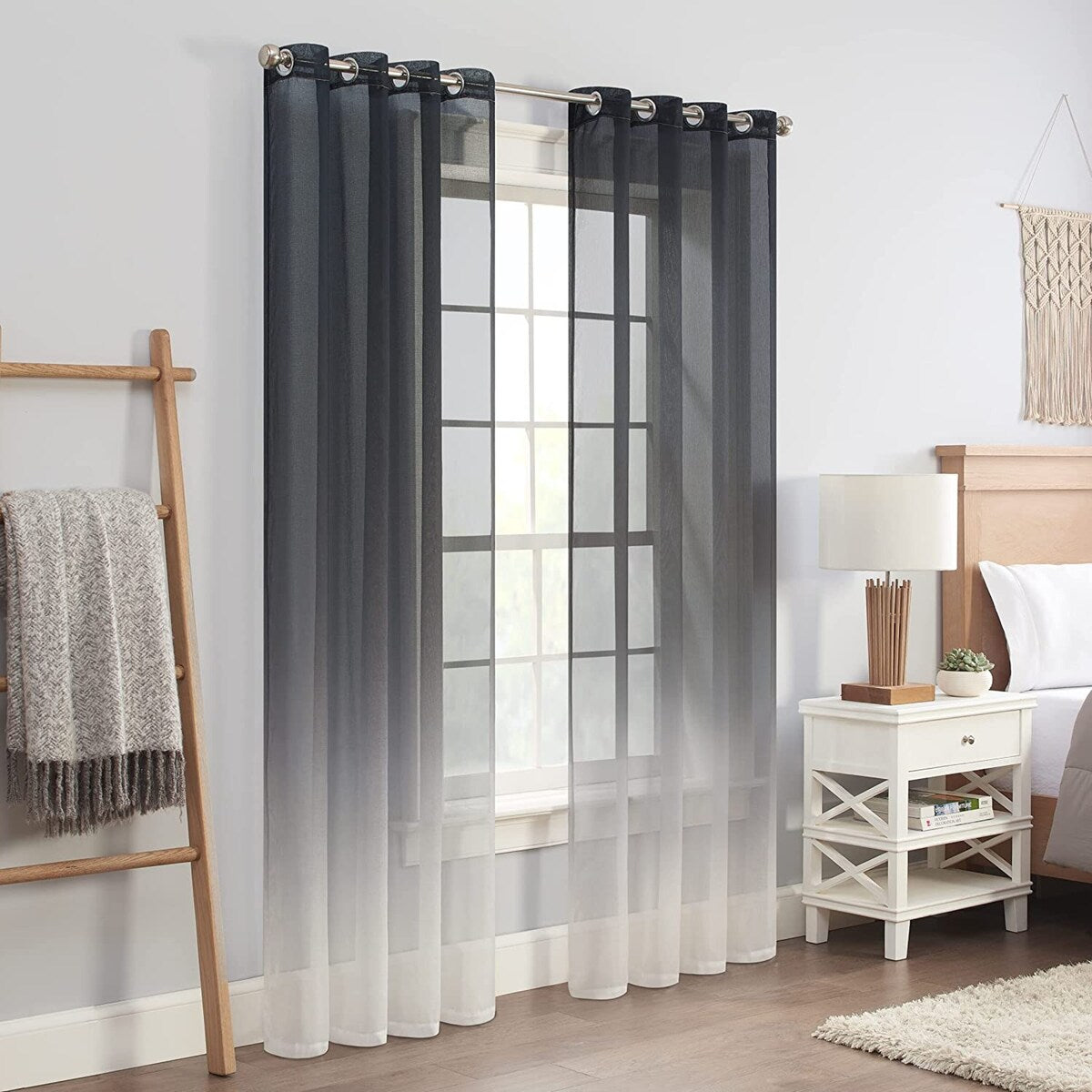 Eclipse Indus Printed Ombre Textured Light Filtering Grommet Curtains (2 Panels)