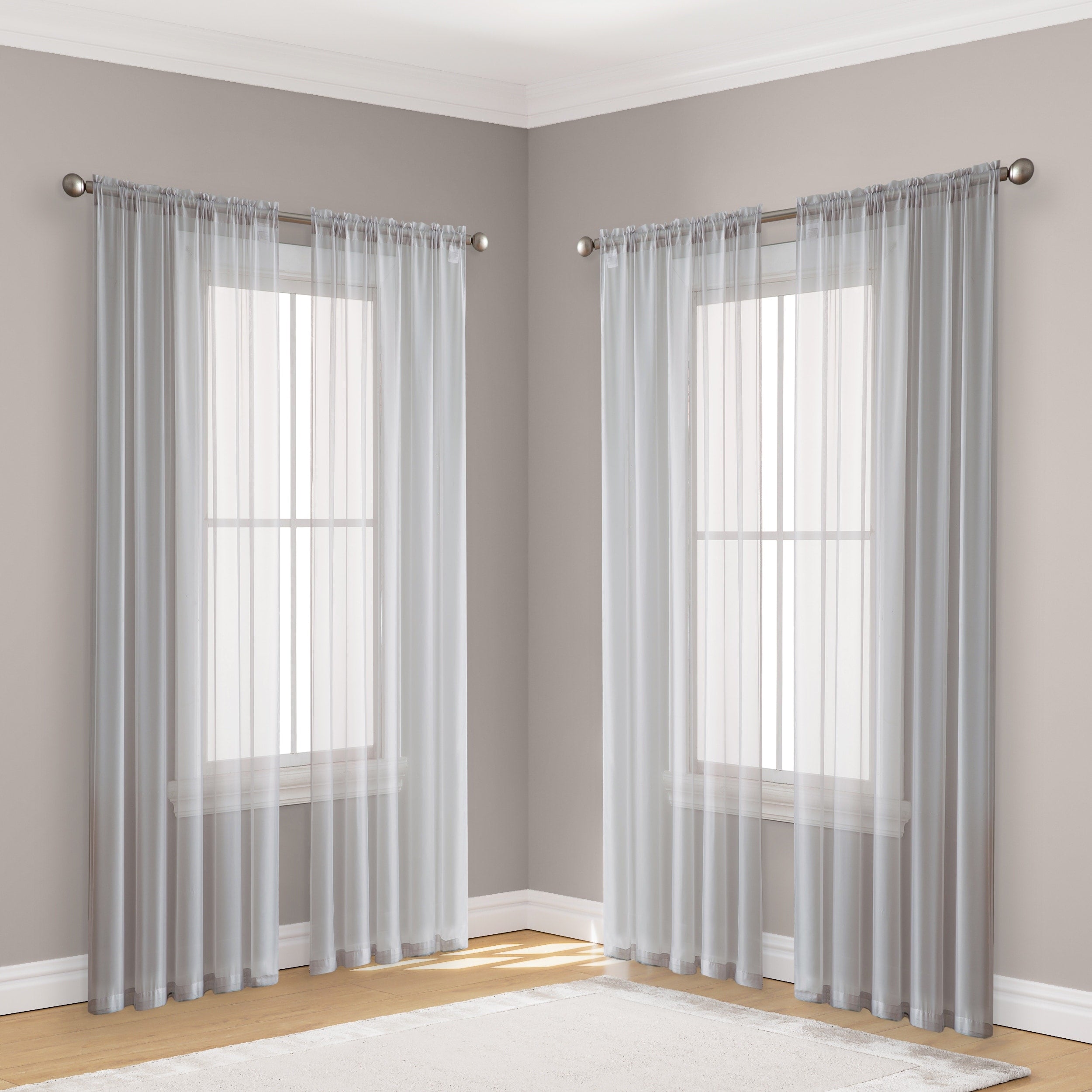 HLC.me Geneva Sheer Voile Window Treatment Rod Pocket Curtain Panels Bedroom and Living Room (Set of 4)