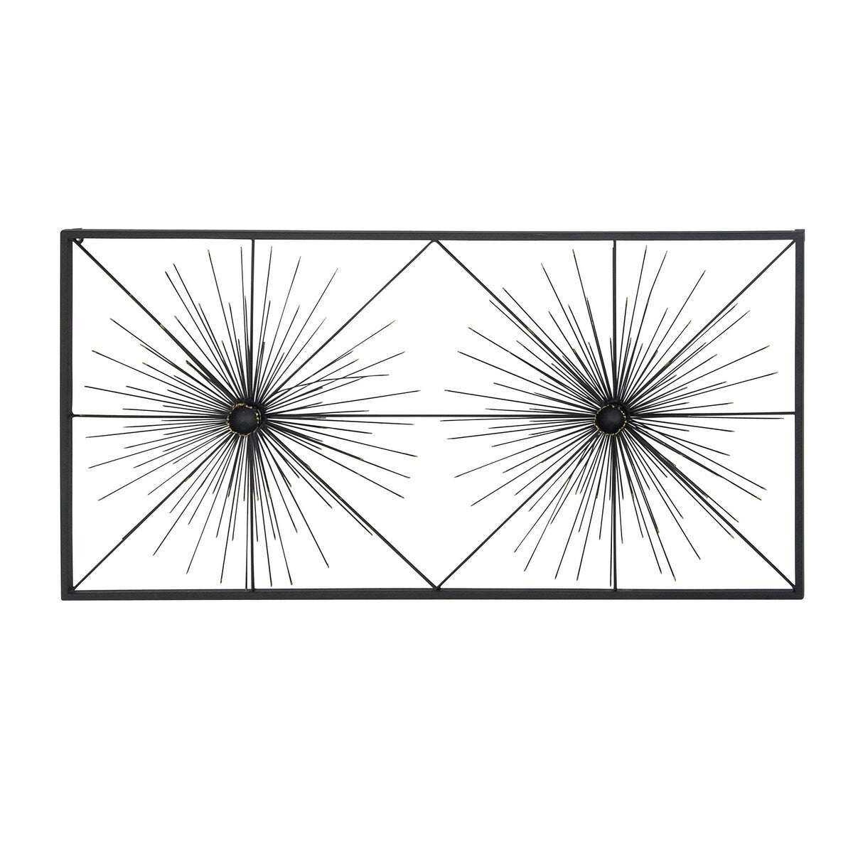 Metal Starburst Sea Urchin Home Wall Decor with Black Frame - Black - Roche River Decor