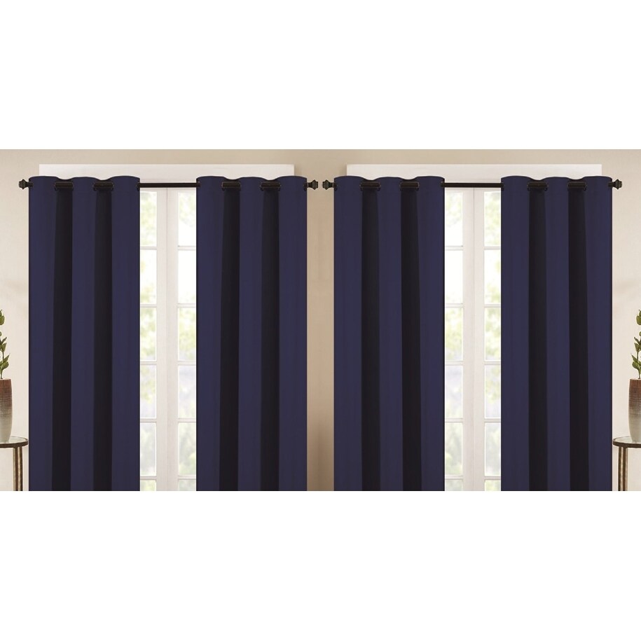 J&V Textiles 4 Panels Room Darkening Thermal Insulated Blackout Grommet Window Curtain Panels for Living Room - 38X84