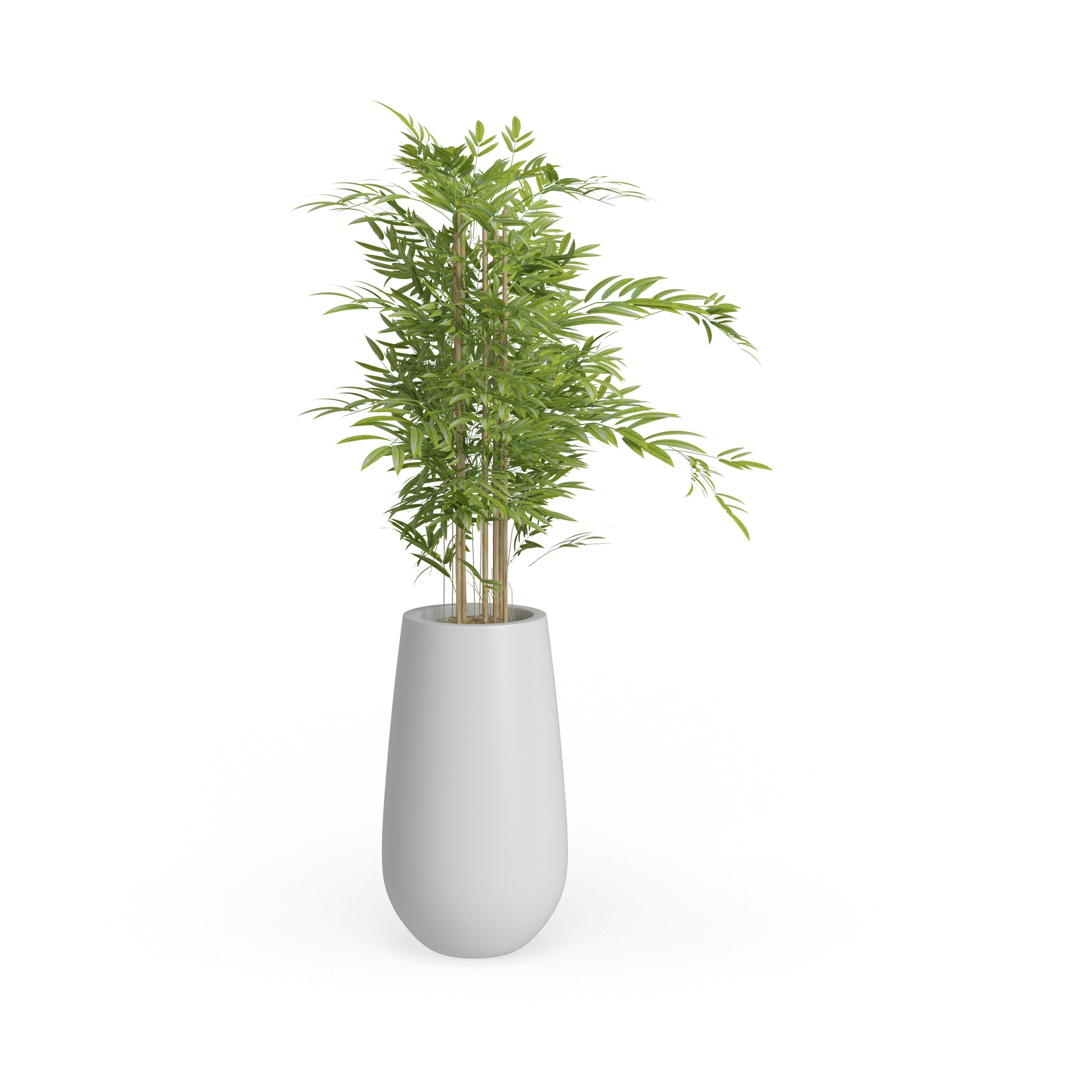 Green Faux Foliage Bamboo Artificial Tree with Realistic Leaves and White Fiberglass Pot