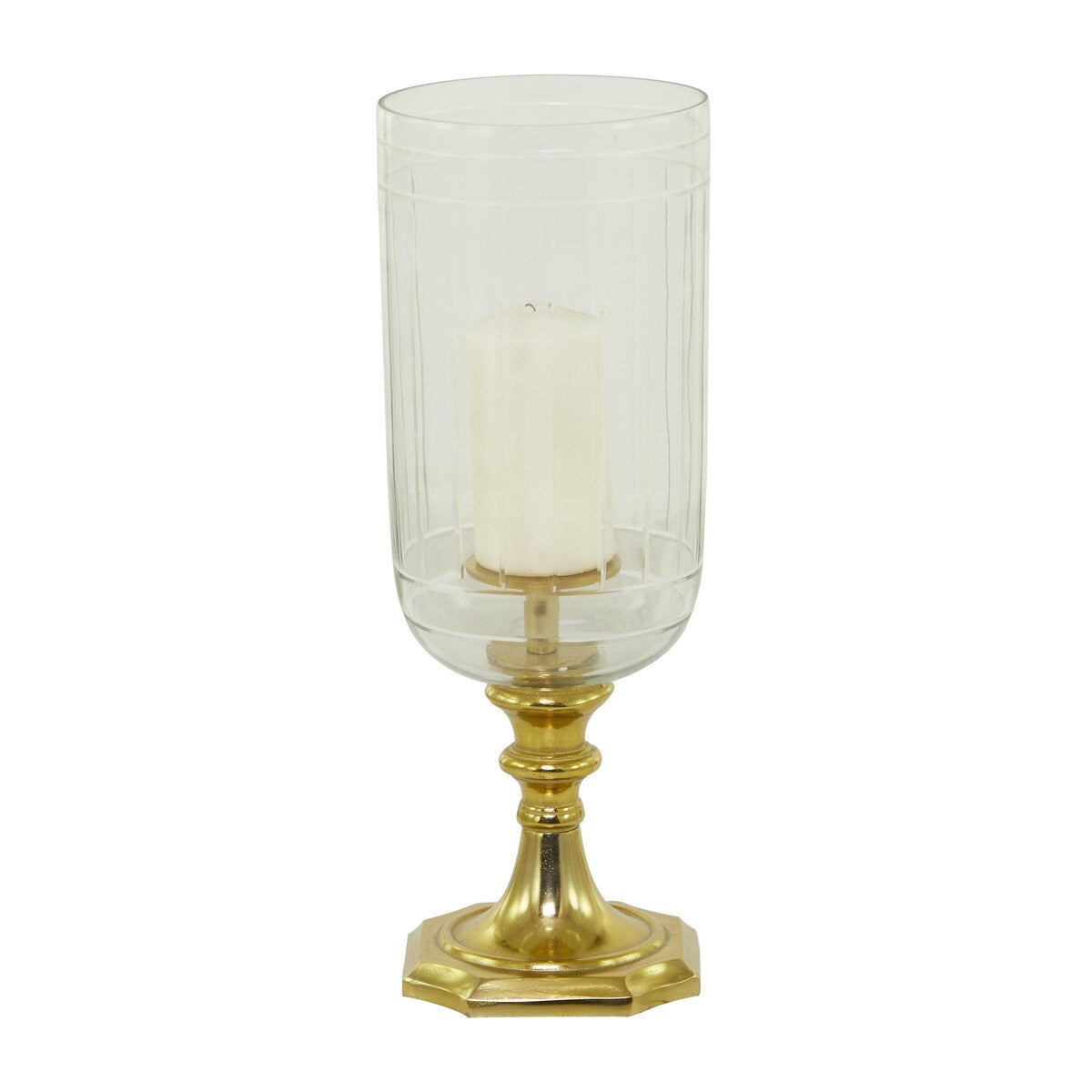 Aluminum Metal Single Candle Hurricane Lamp - Gold - Roche River Decor