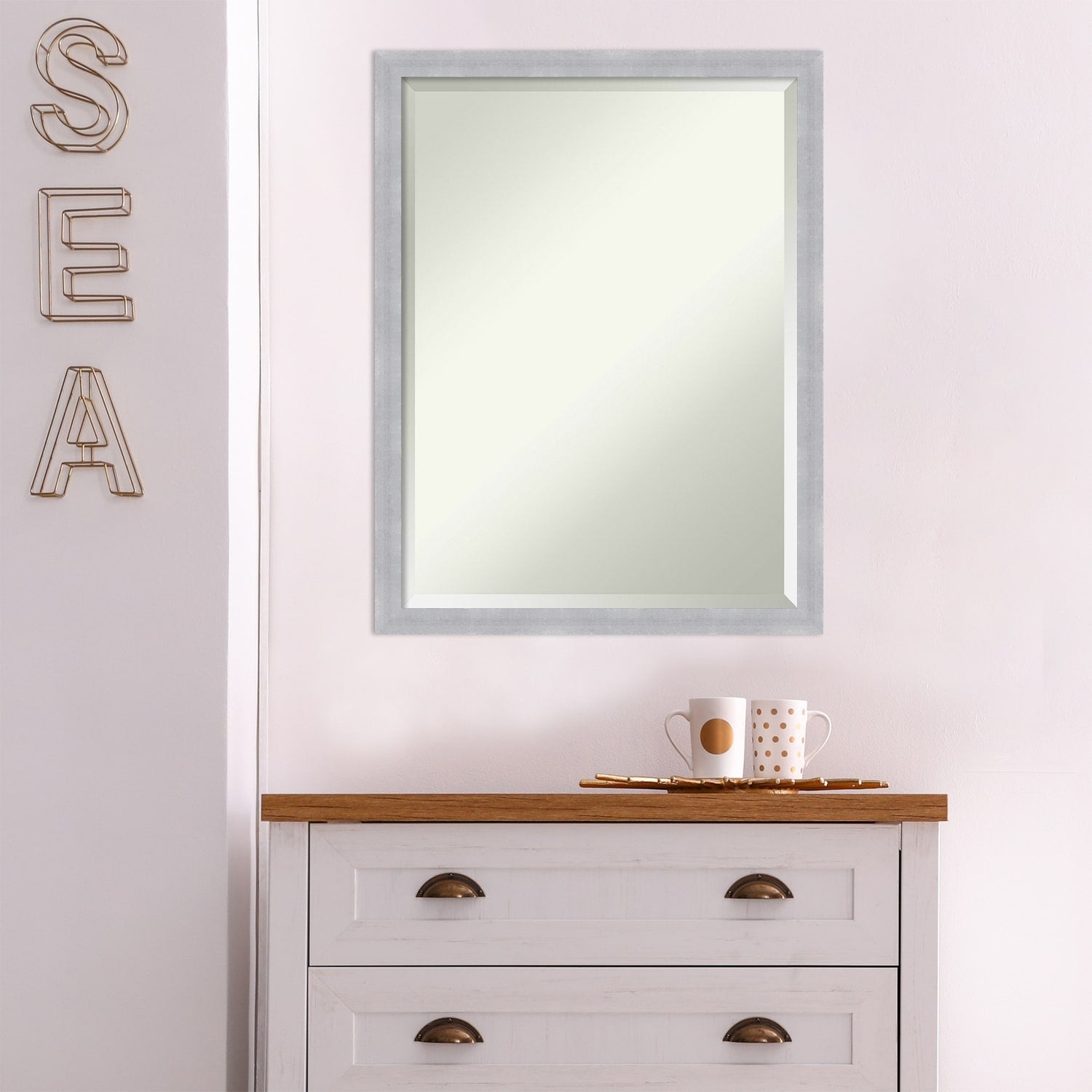 Beveled Wall Mirror - Grace Brushed Gold Narrow Frame