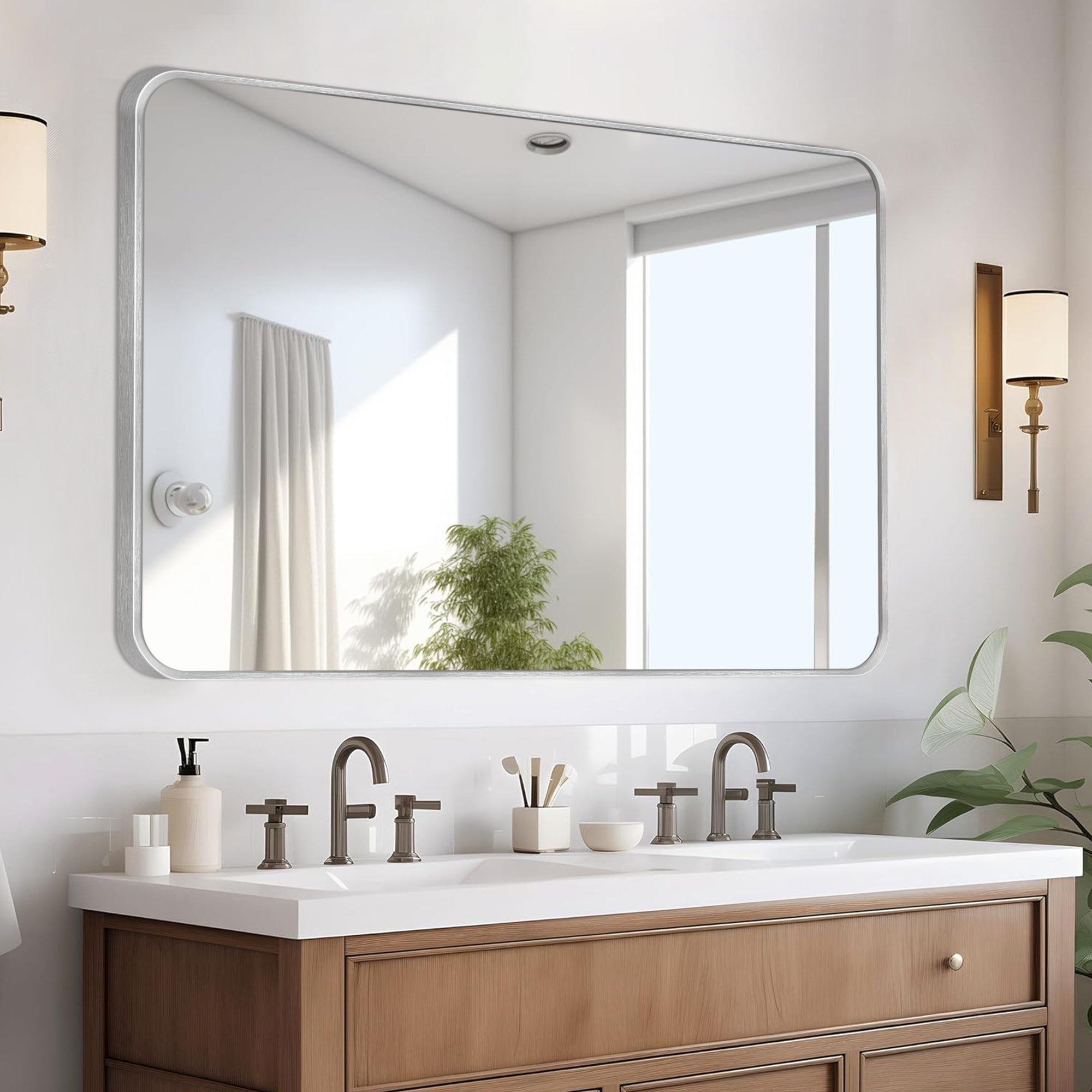 Wall Mount Bathroom Rectangle Vanity Mirror (Horizontal/Vertical)