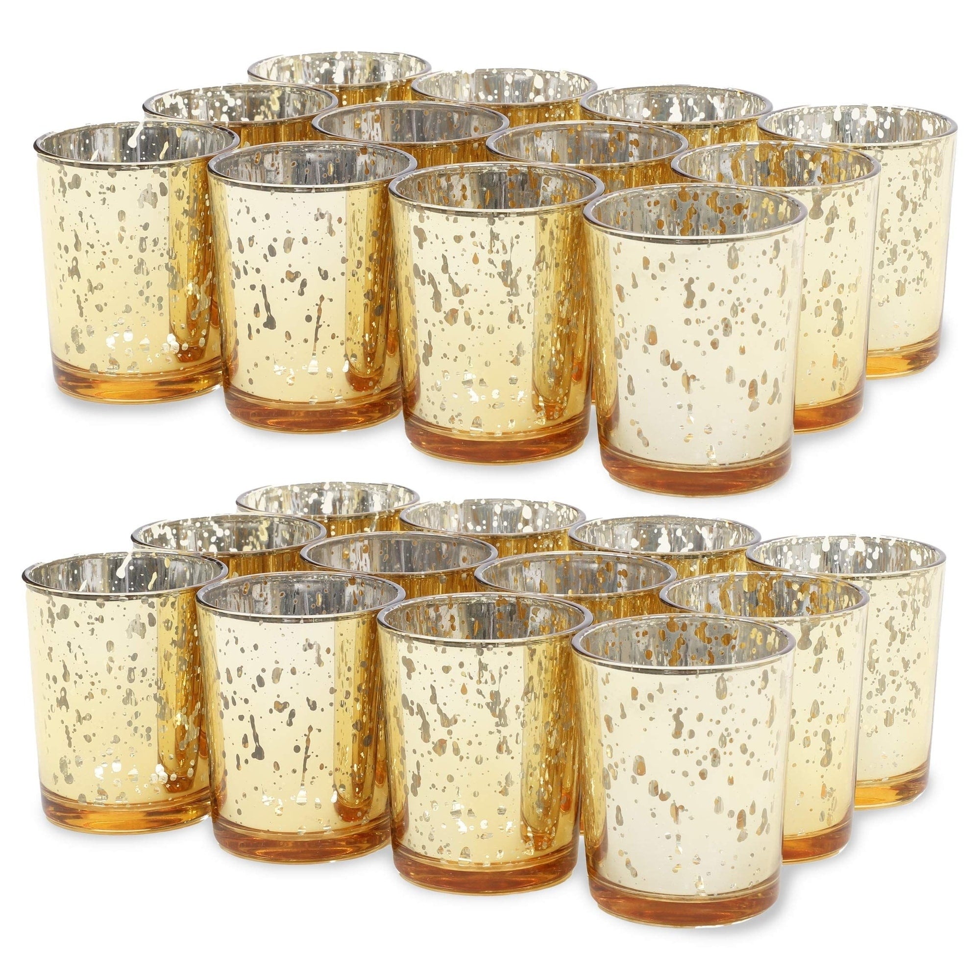 Juvale Mercury Glass Votive Candle Holders 2.2 x 2.2 x 2.6 in, Gold 24 Pack