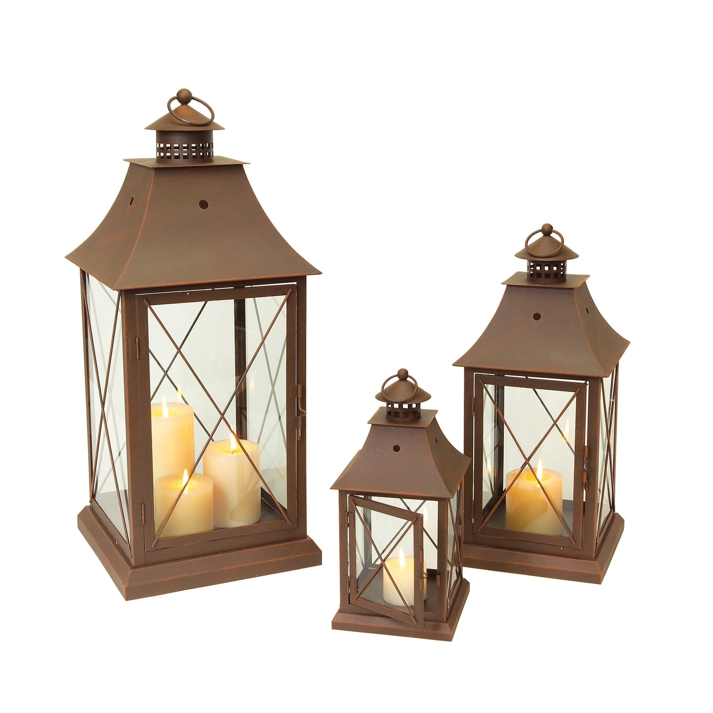 Metal Lantern (Set of 3) - 10.25 x 23.75; 7.63 x 17; 5.5 x 11.5