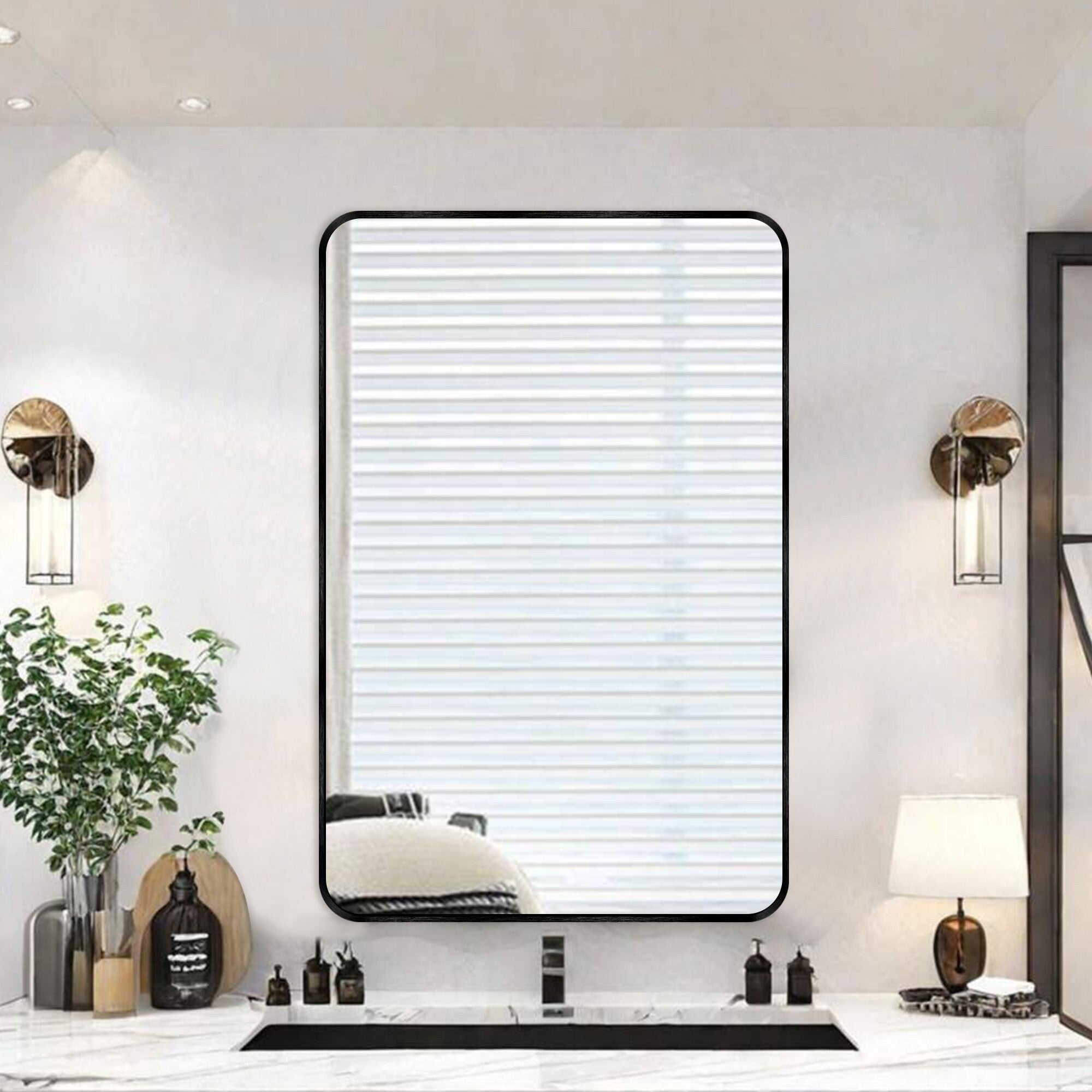 Wall Mount Bathroom Rectangle Vanity Mirror (Horizontal/Vertical)