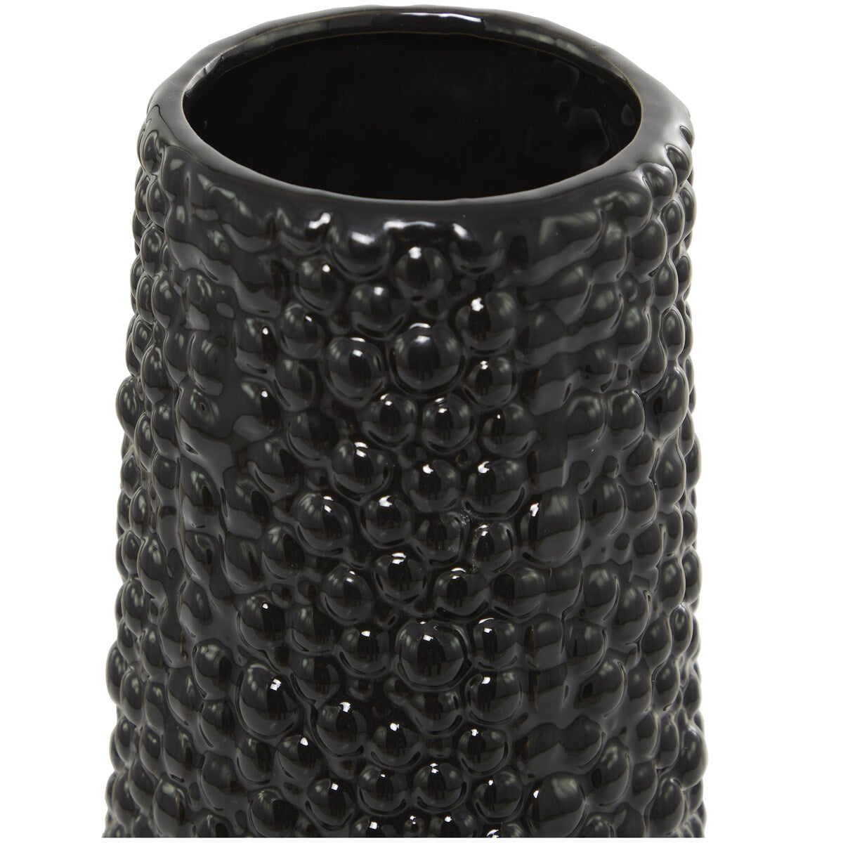 Ceramic Tall Cone Decorative Vase with Bubble Texture - Silver, White, Black, Gold - Roche River Decor